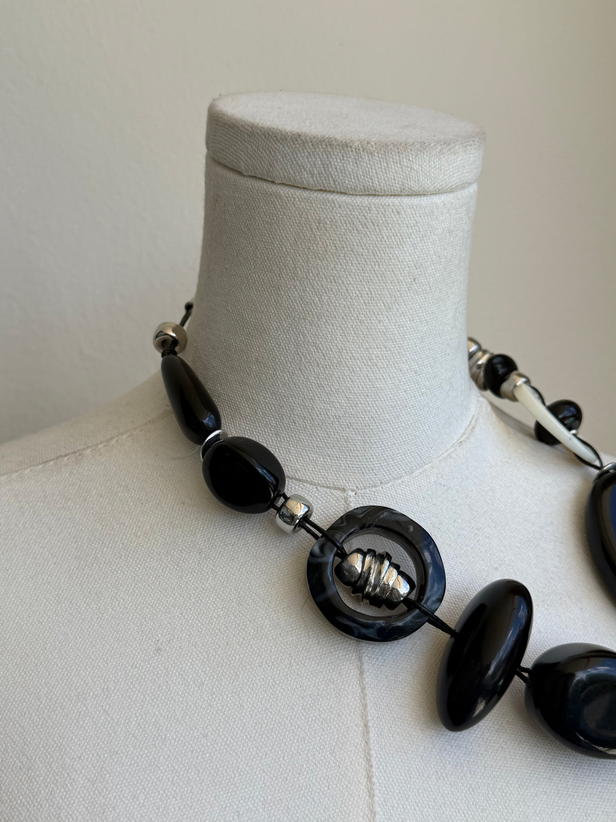Abstract Black & Silver Statement Necklace
