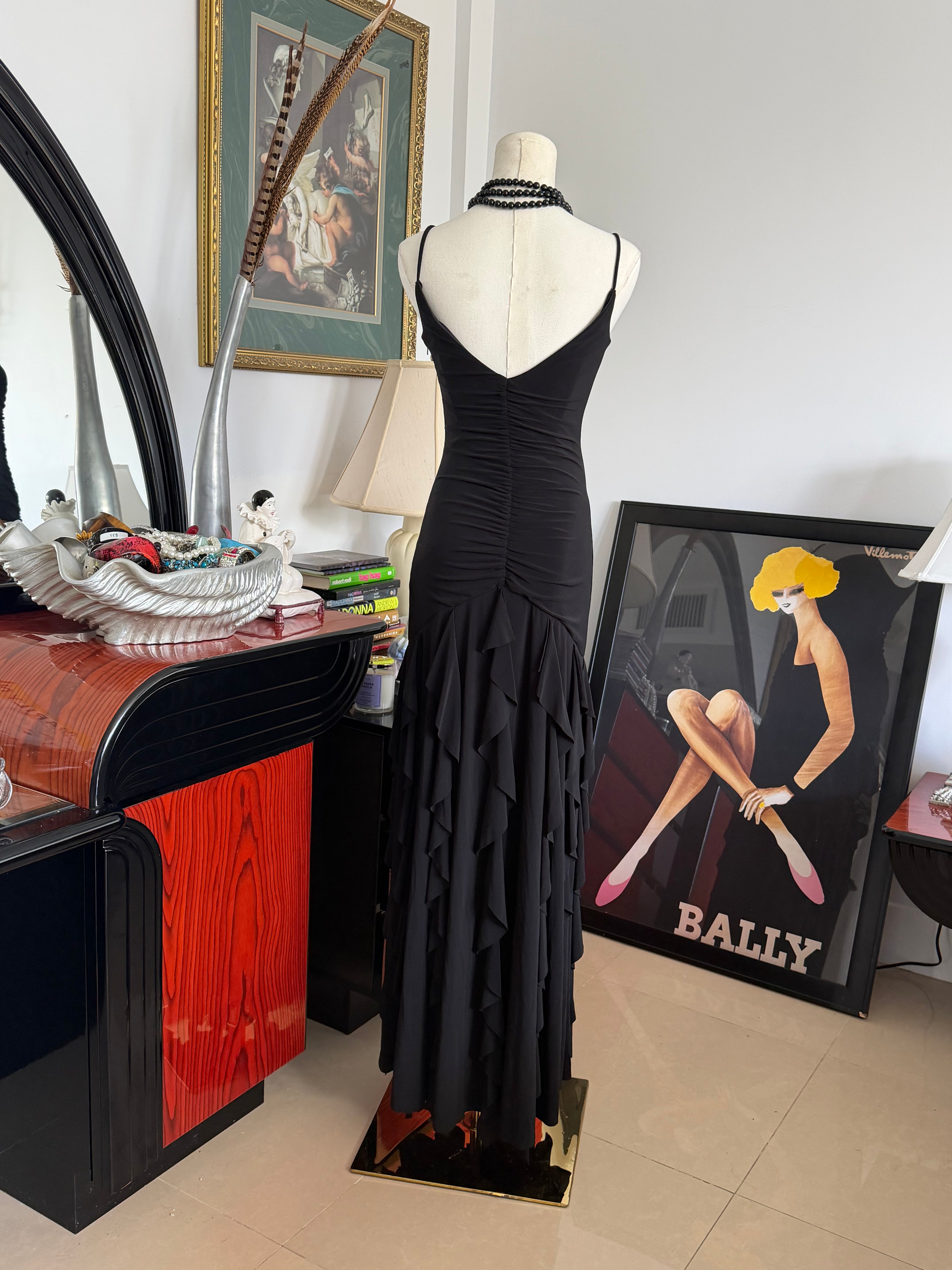 Black Ruched Rhinestone Evening Dress (Scott McClintock)