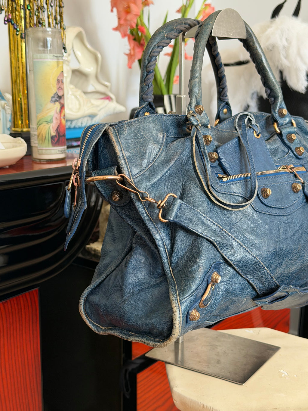 2013 Balenciaga Giant 12 City Bag in Bleu Indigo with Rose Gold Hardware