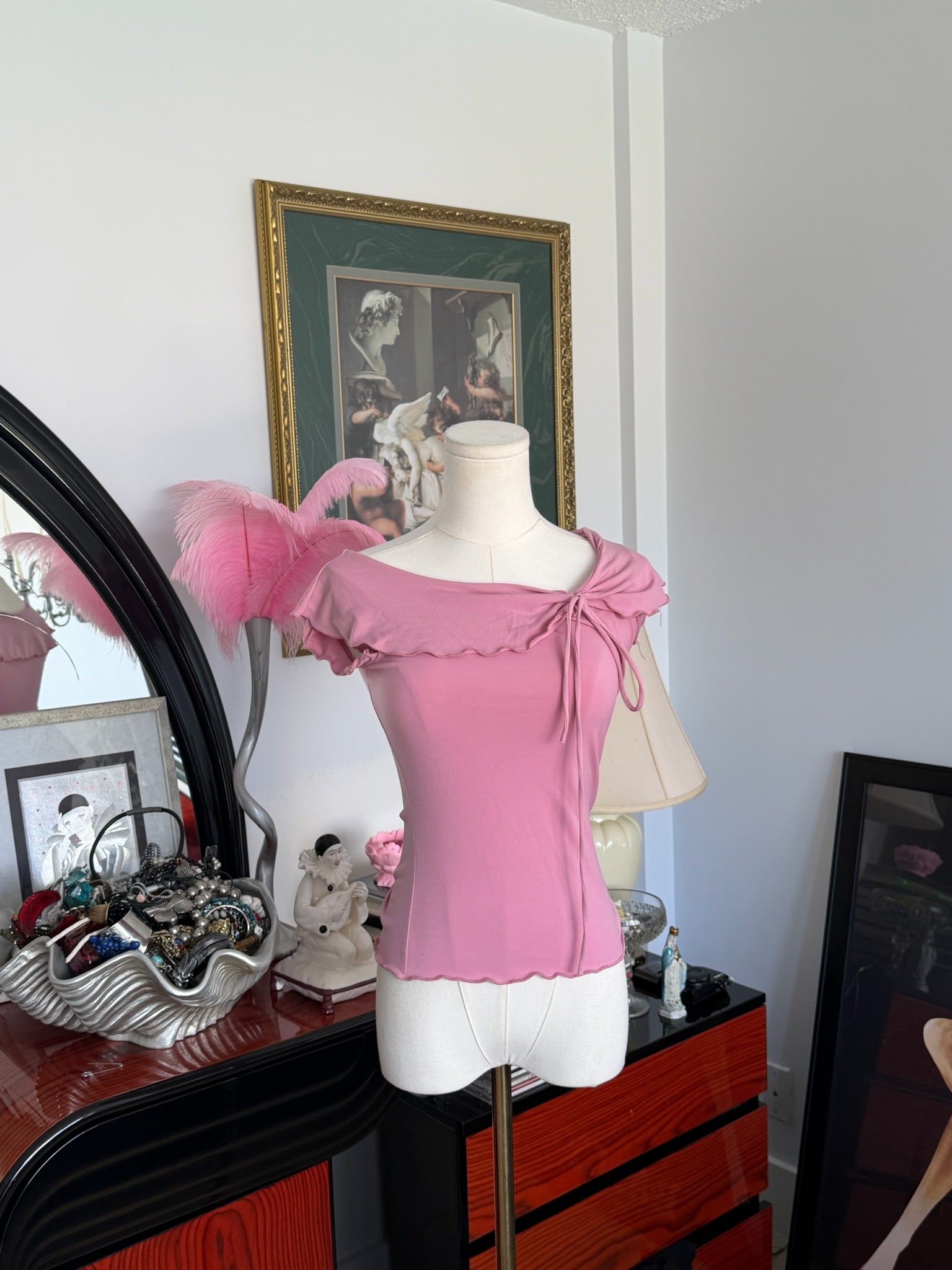 Pink off shoulder top S