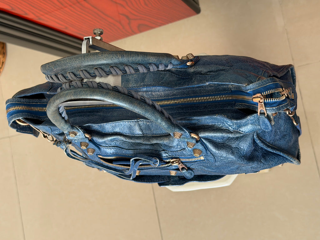 2013 Balenciaga Giant 12 City Bag in Bleu Indigo with Rose Gold Hardware