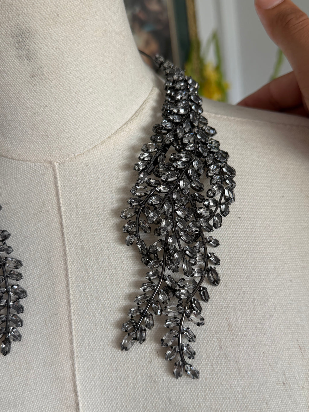 BCBG Max Azria Smoky Crystal Statement Leaf Necklace