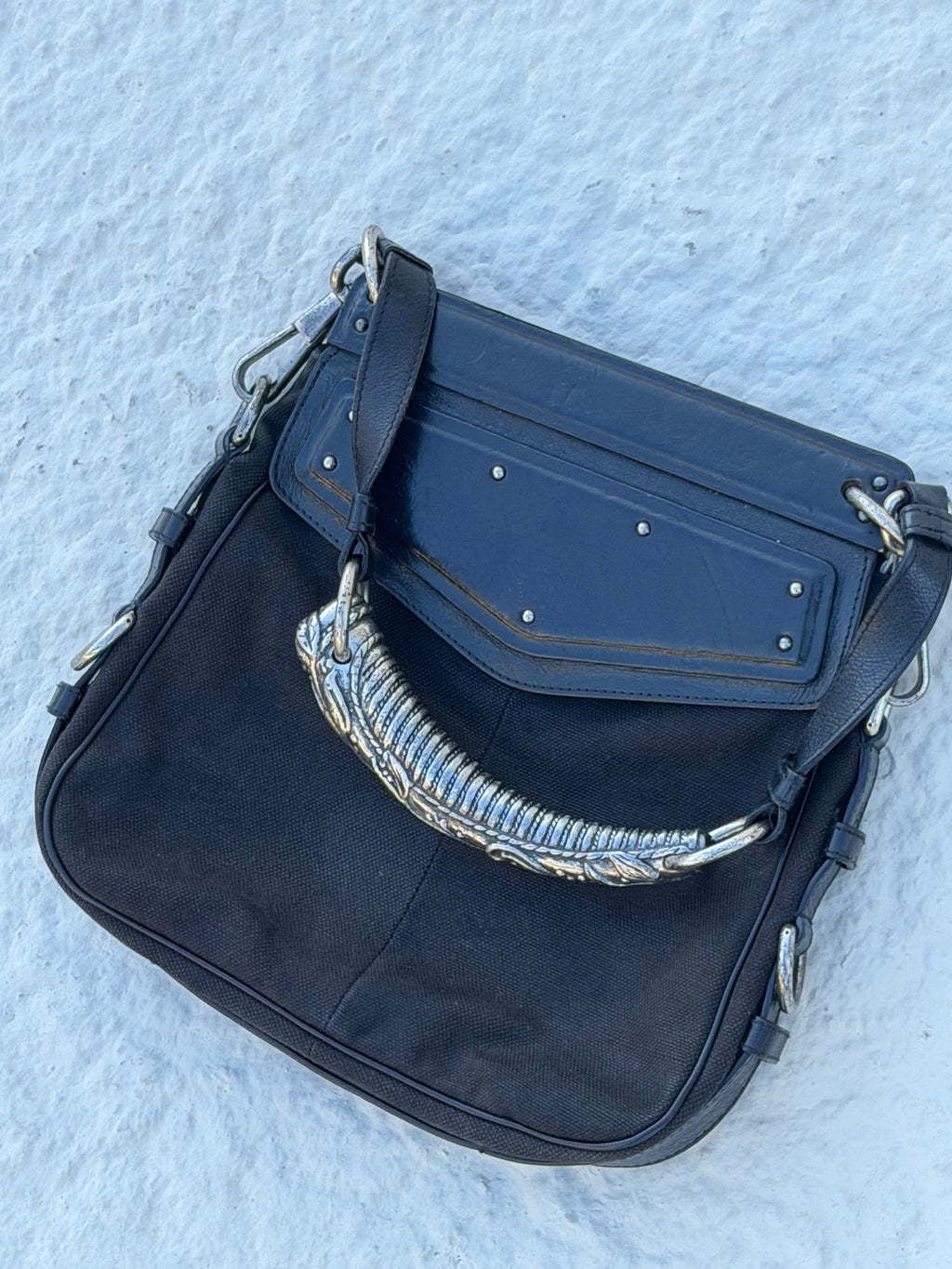 YSL  Mombasa Messenger Bag – Silver Antler Handle – Tom Ford Era (2001)