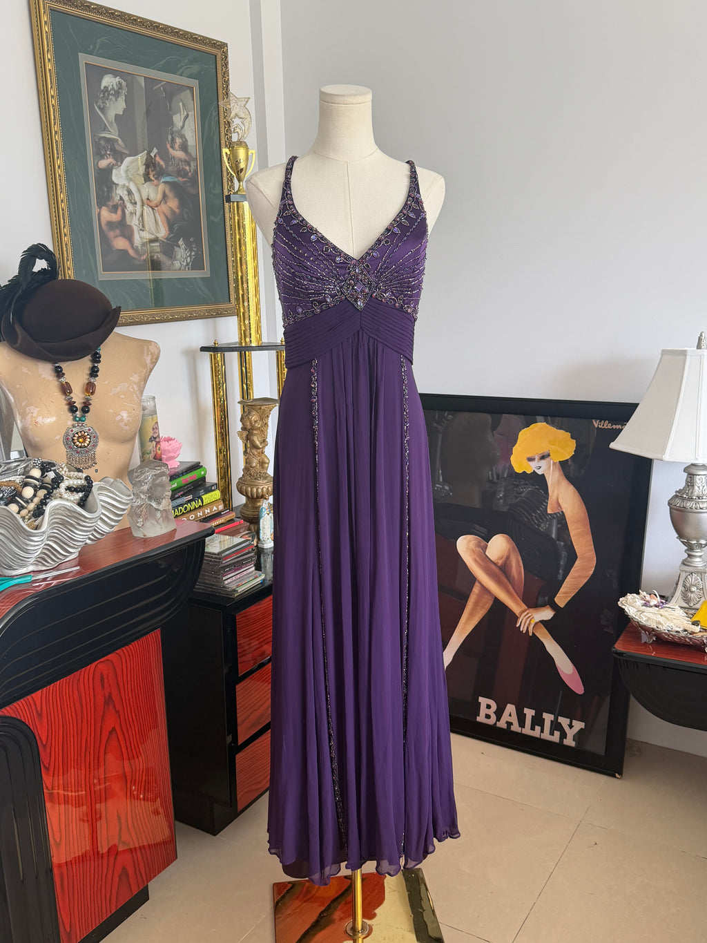 Vintage Sue Wong Nocturne rich purple embellished gown