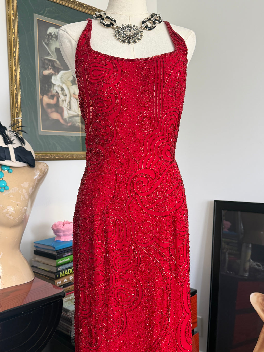 Vintage Cache Deadstock Fully Beaded Red Gown – Arcane Angel