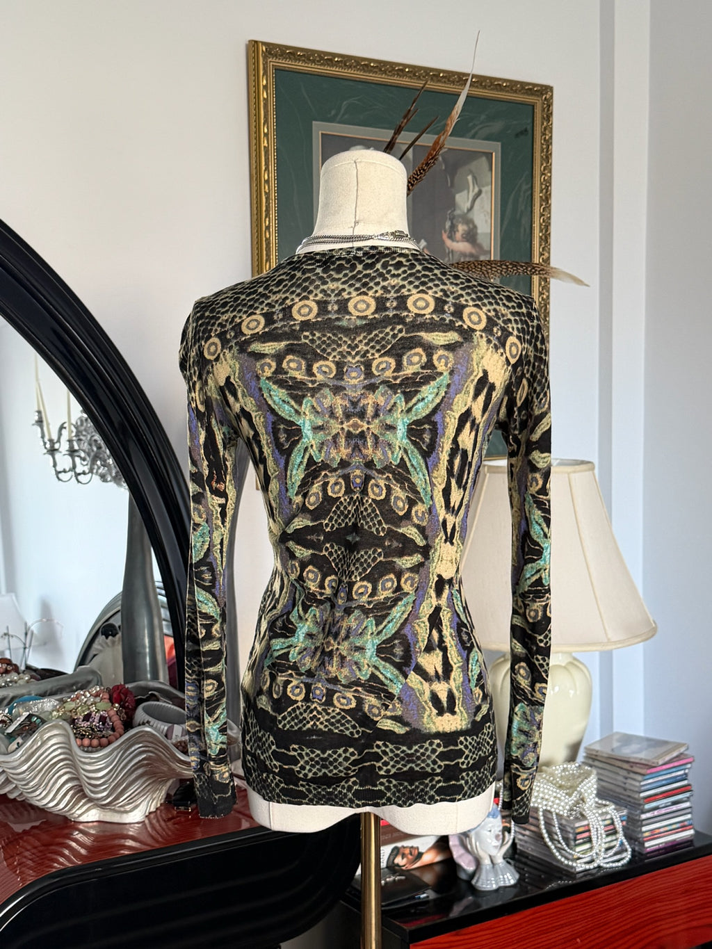 Vintage Butterfly Wrap Top xs