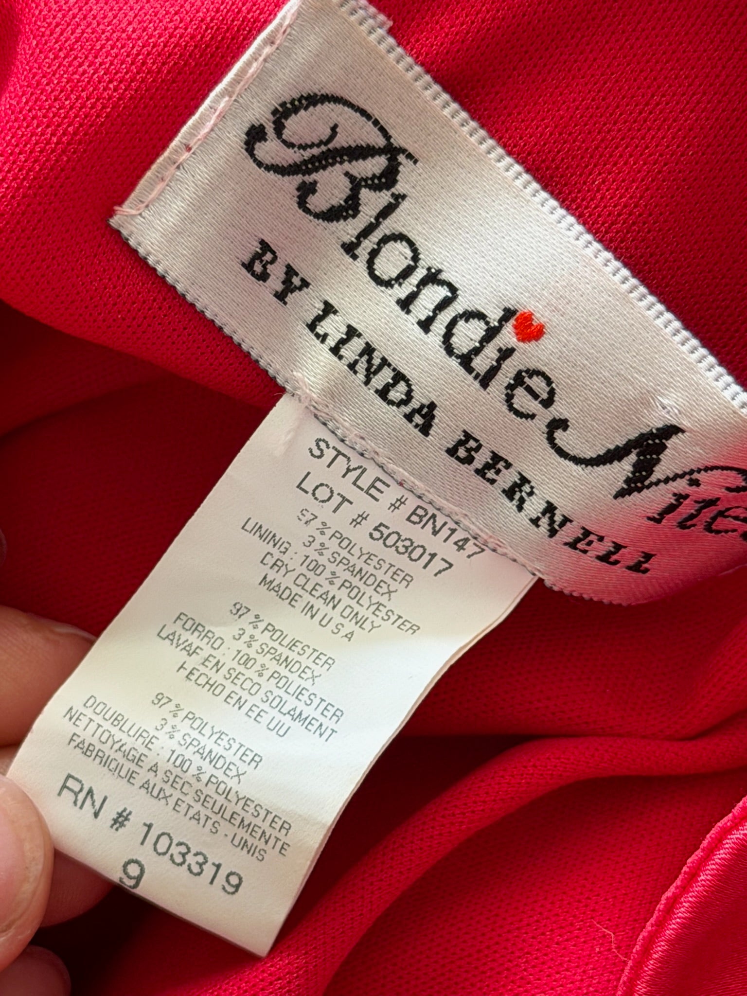 Blondie Nites Y2K Red Satin Rhinestone Ruffle Maxi Dress