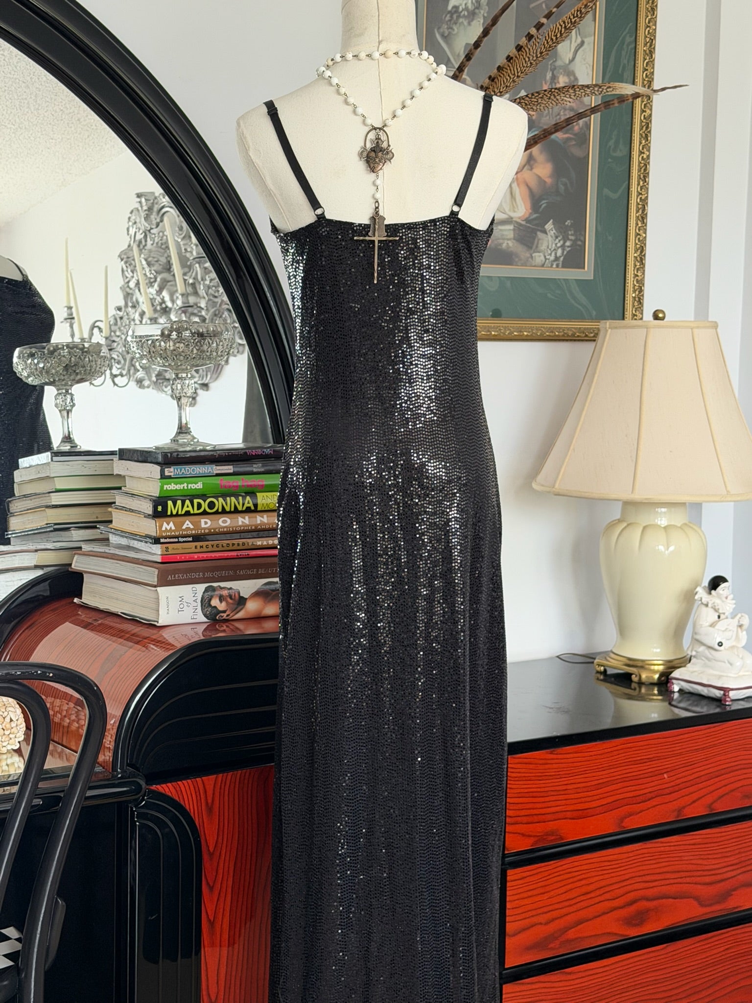 Bebe Black Liquid Sheen Slip Dress
