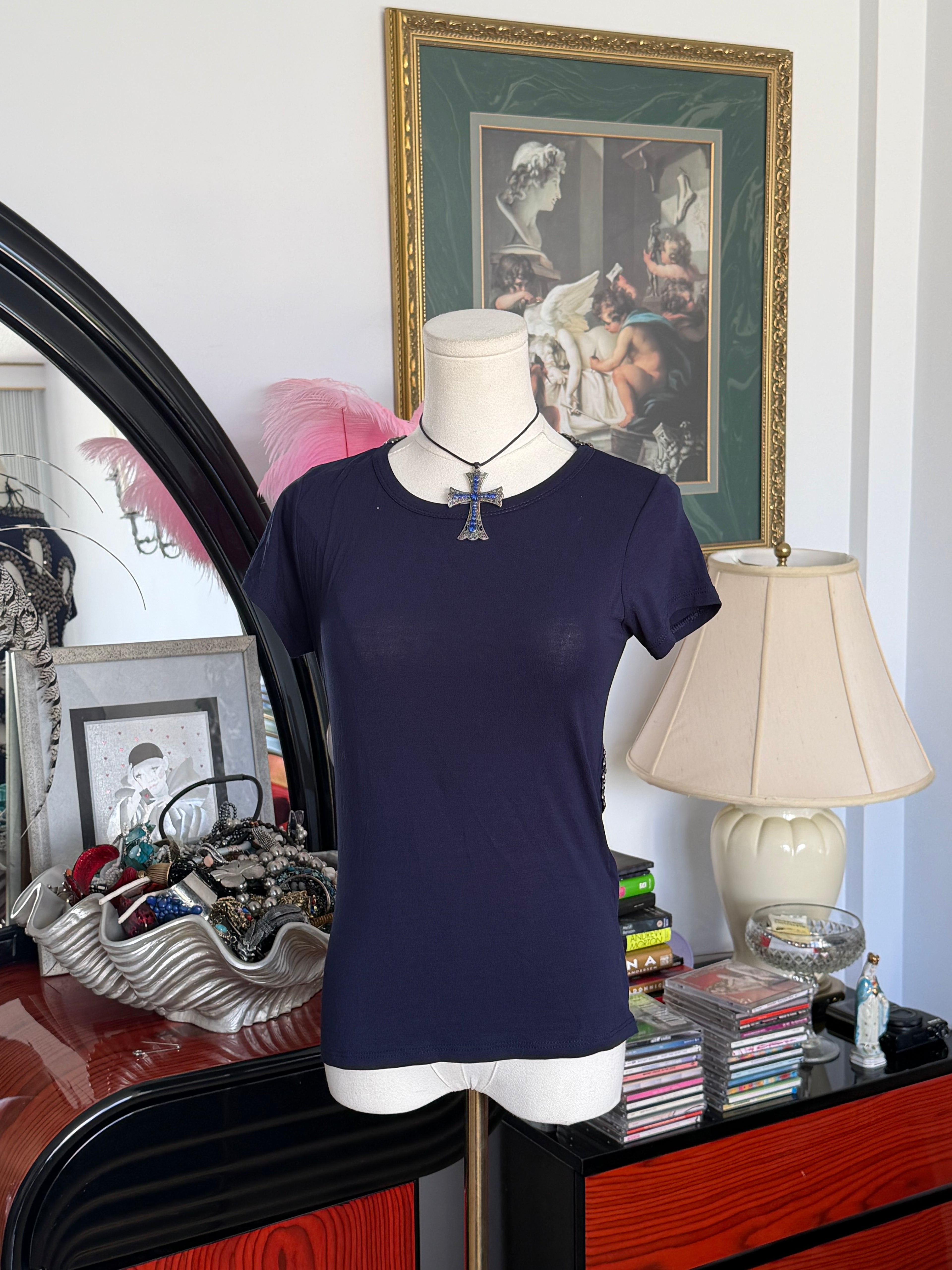 Navy cut out back top S-M