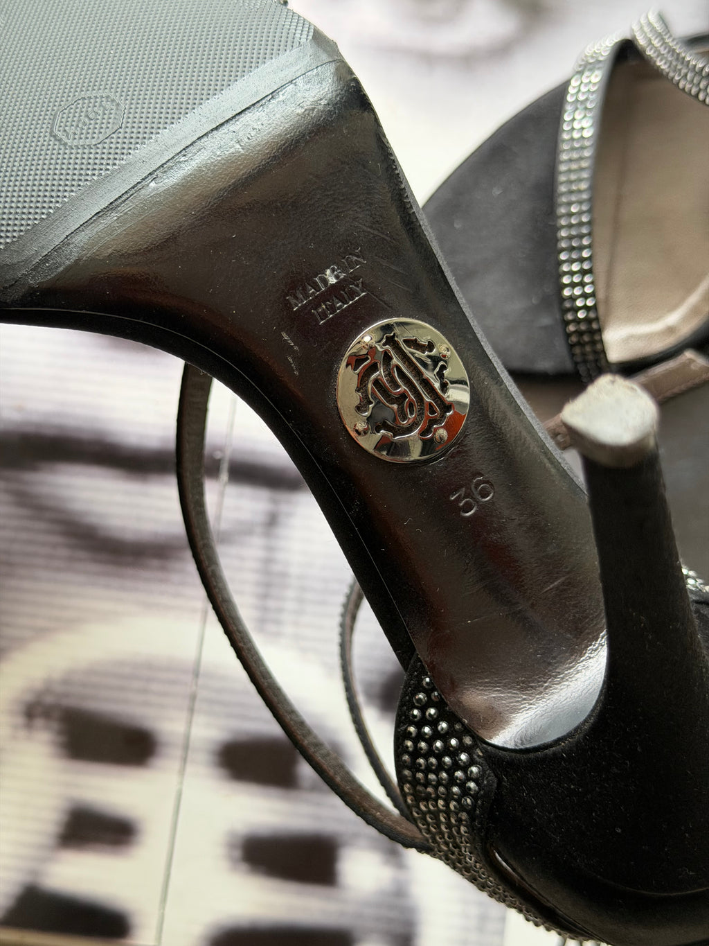 Roberto Cavalli Crystal-Embellished Strappy Heels (IT 36)