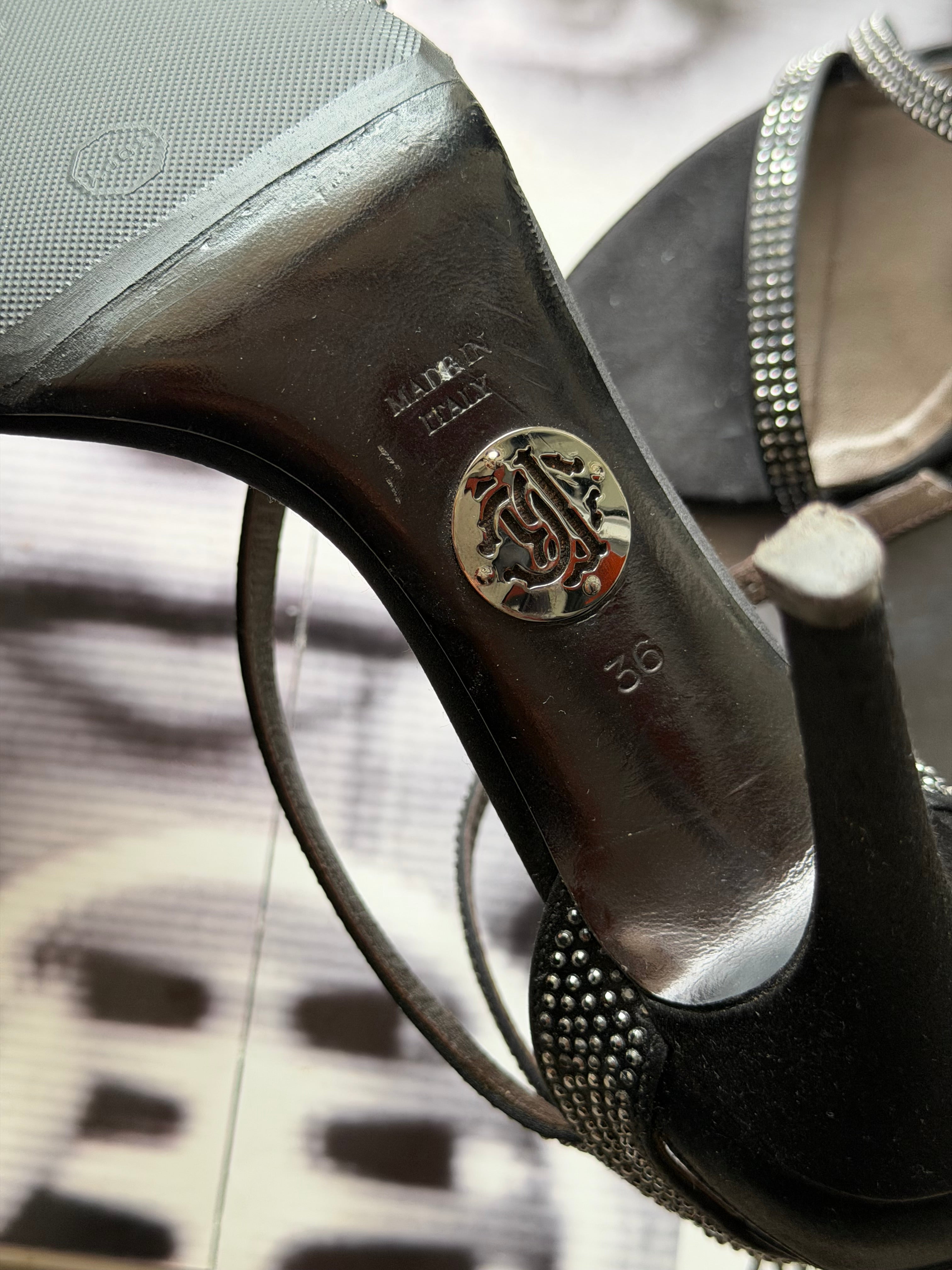 Roberto Cavalli Crystal-Embellished Strappy Heels (IT 36)