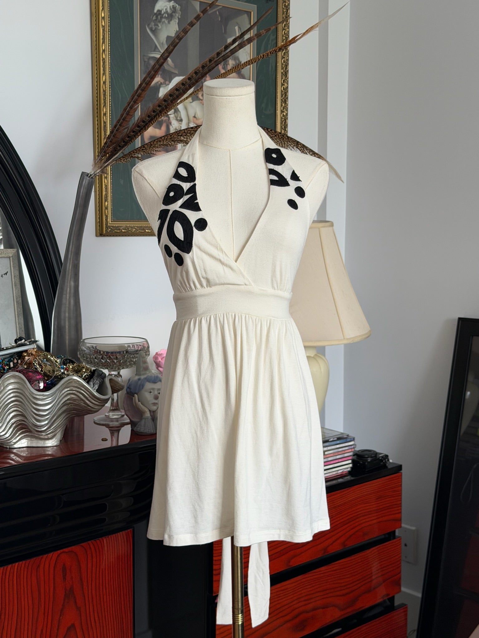White halter mini dress