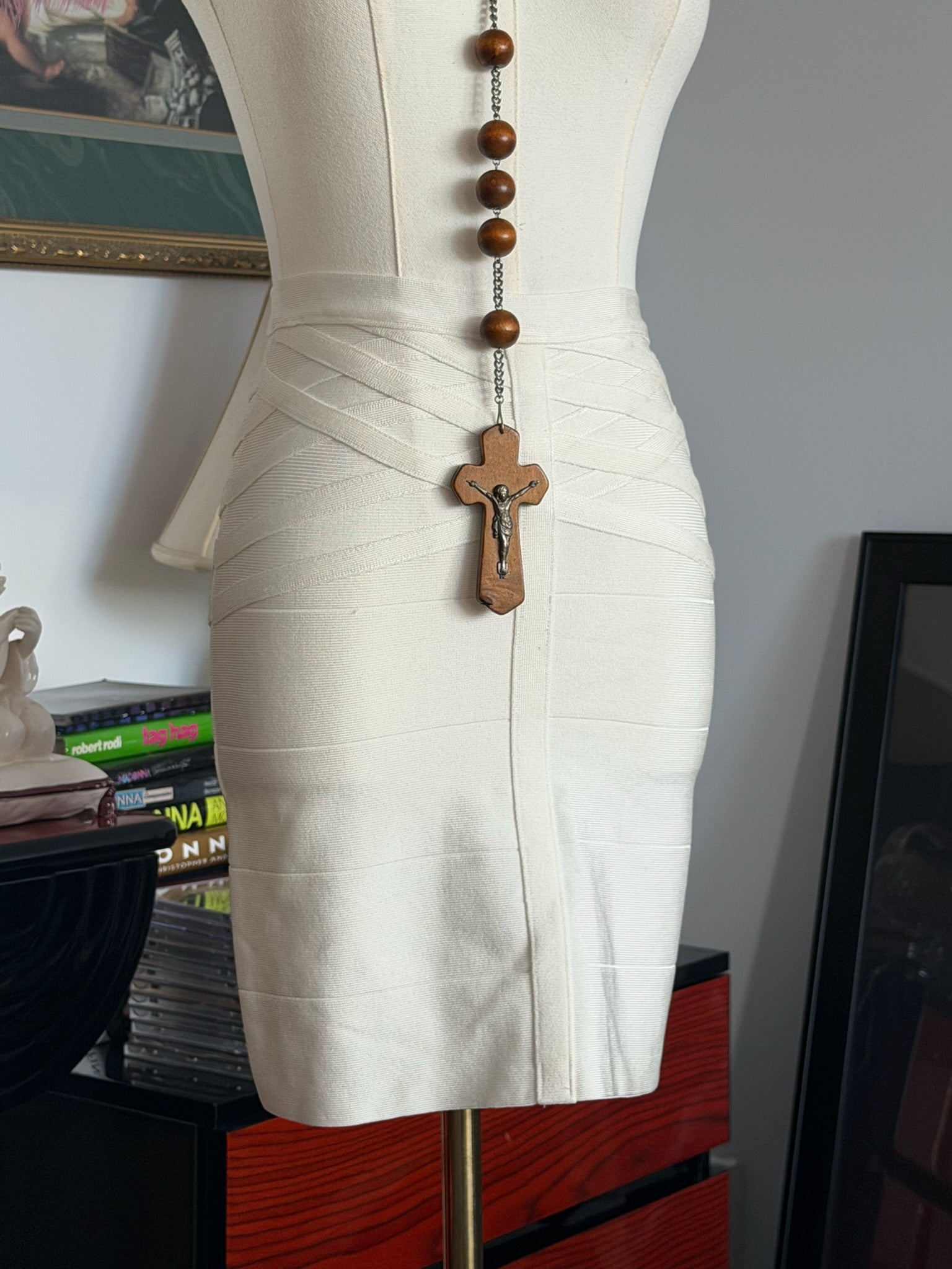 Bebe Cream Bandage Skirt S