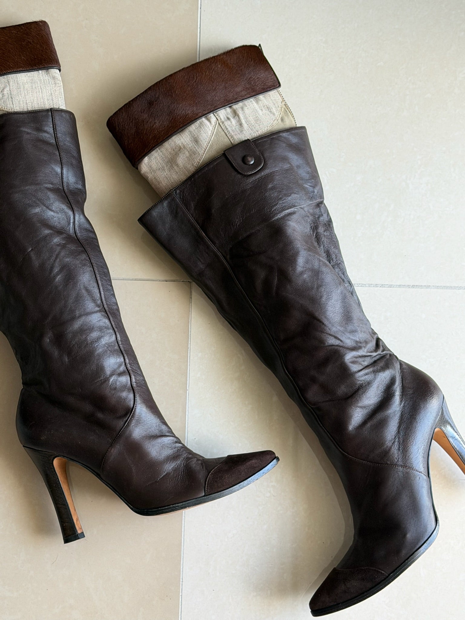 Manolo Blahnik Pony Hair Boots 38.5