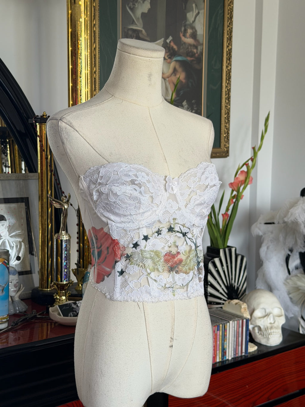 Arcane Angel One-of-One Upcycled Lace Rose Corset