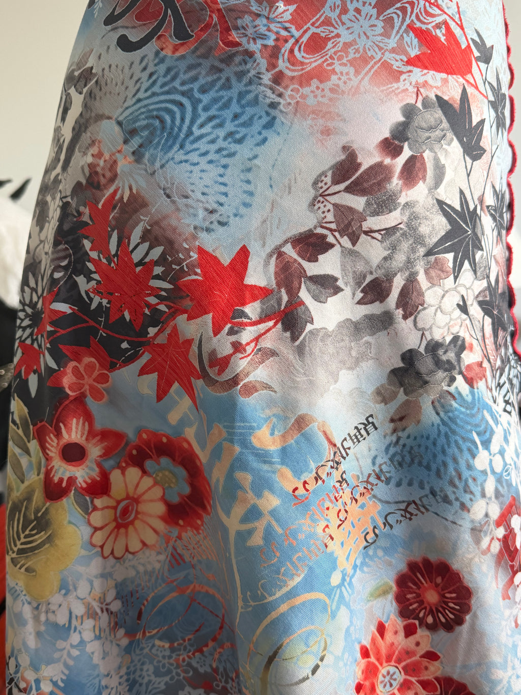 Vintage Haystacks Japanese Floral Stretch Midi Skirt M