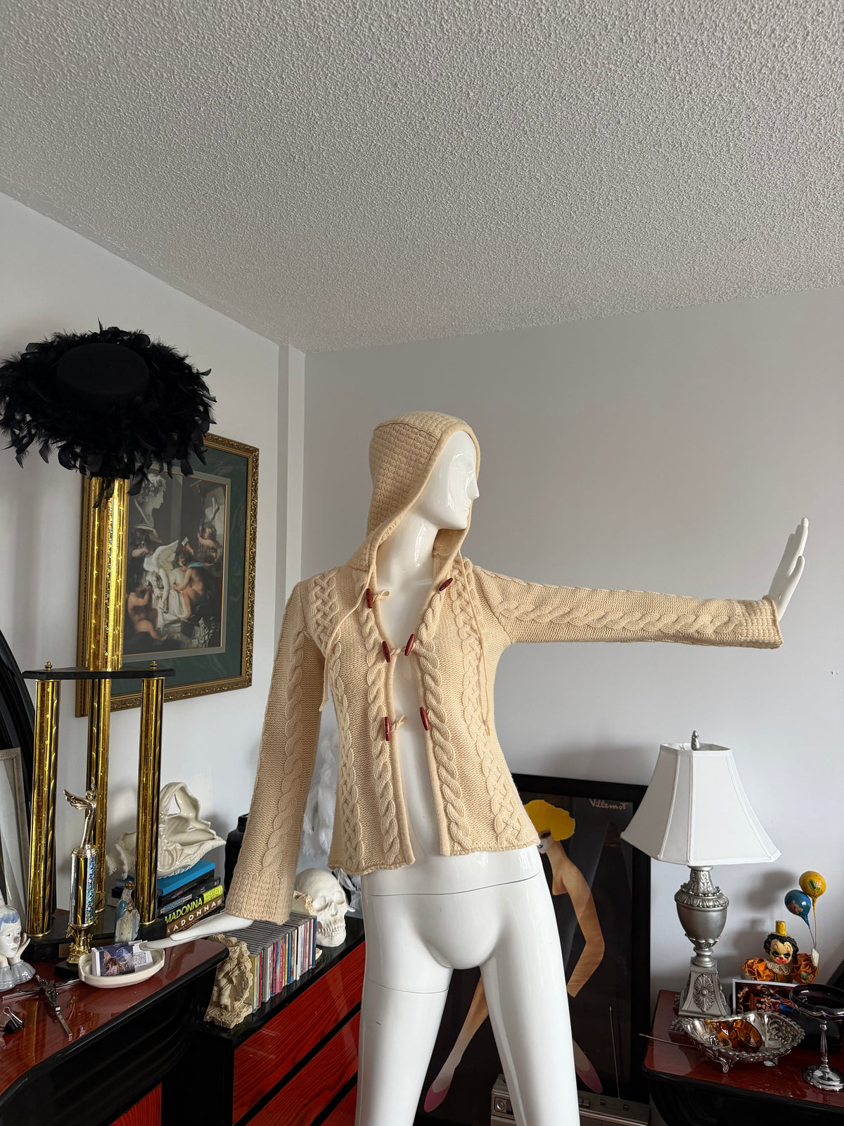 Banana Republic Wool Cable Knit Hooded Cardigan