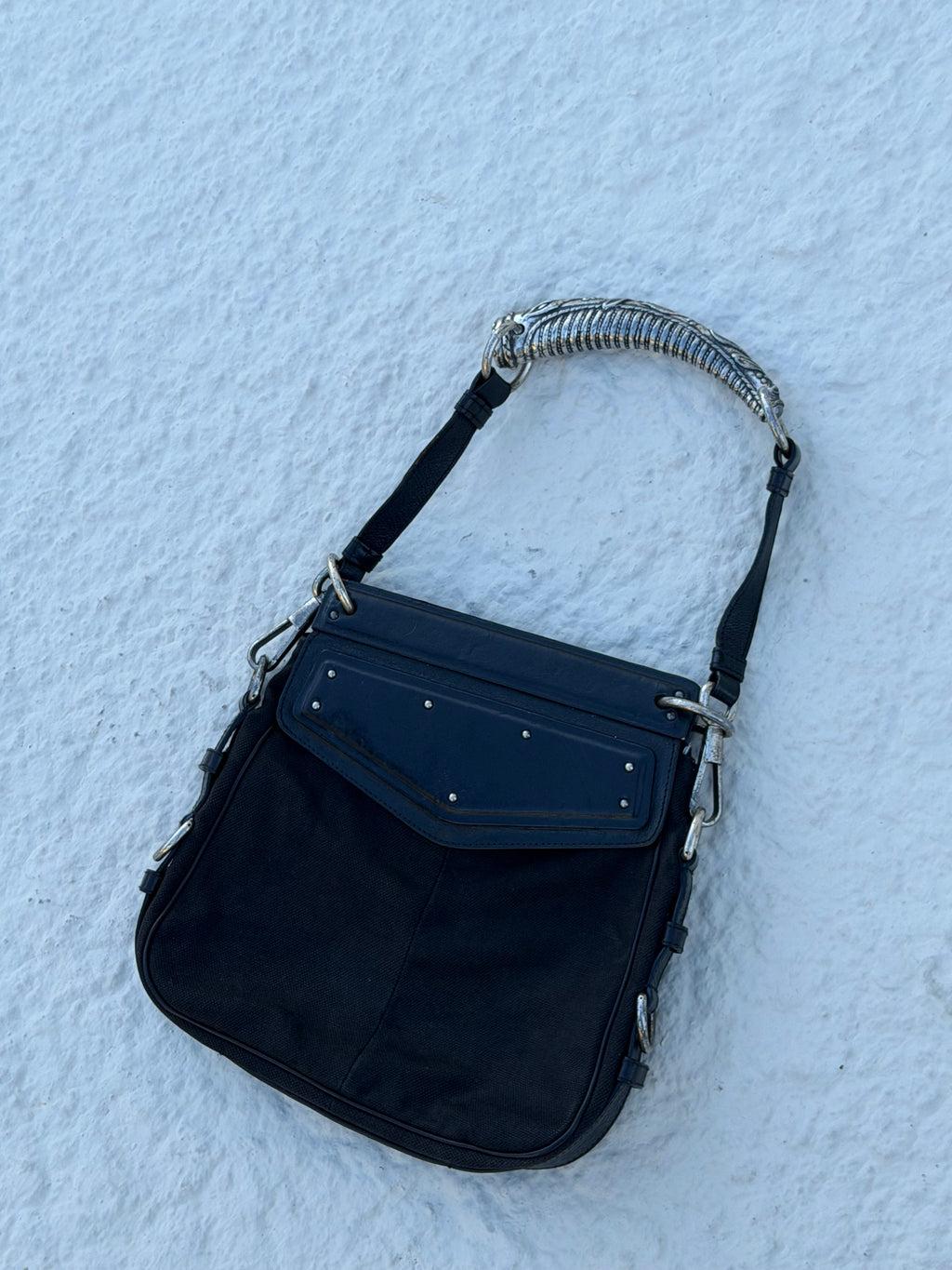 YSL  Mombasa Messenger Bag – Silver Antler Handle – Tom Ford Era (2001)