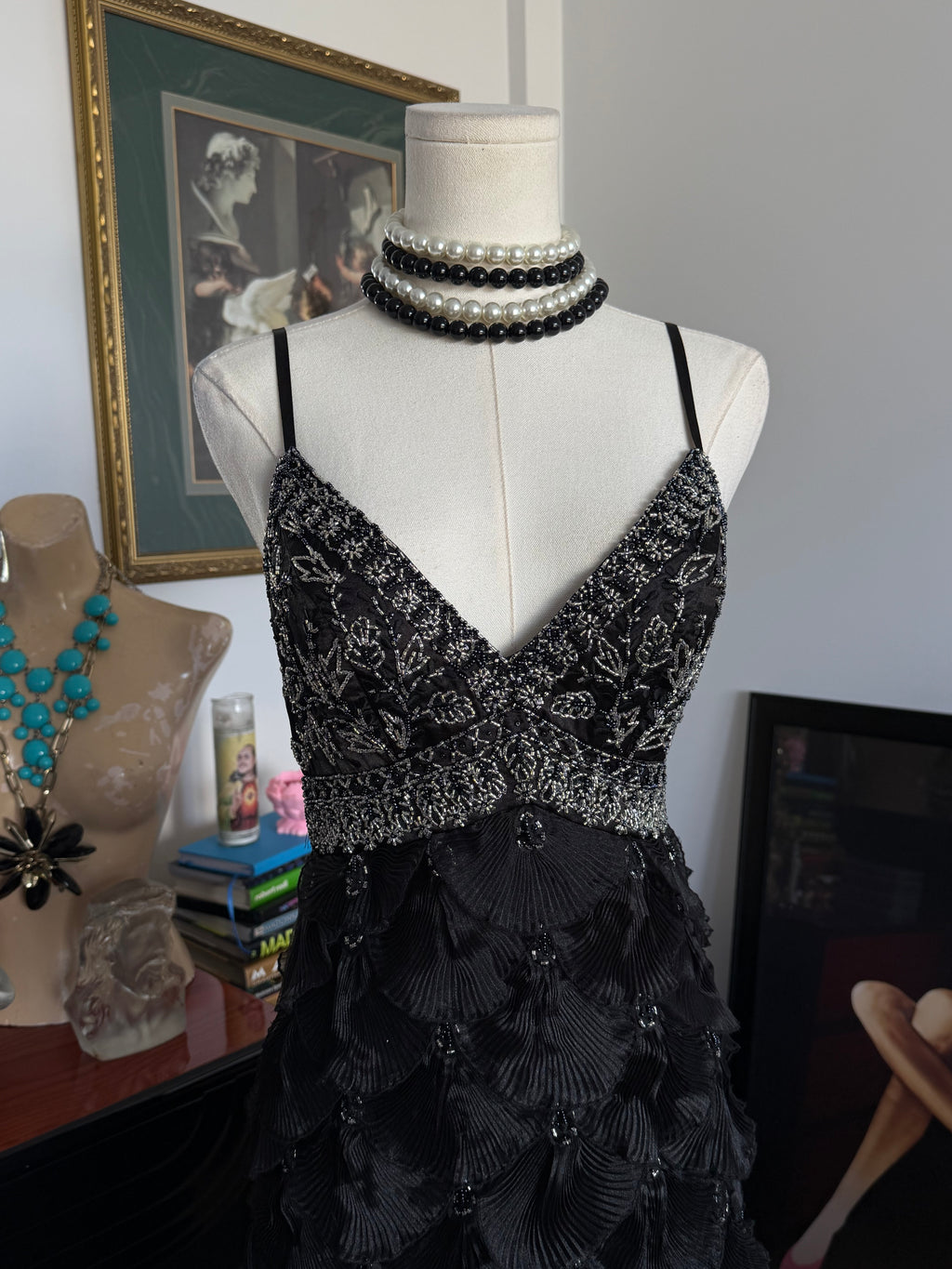 Vintage Sue Wong Black Beaded Evening Gown – Size 2