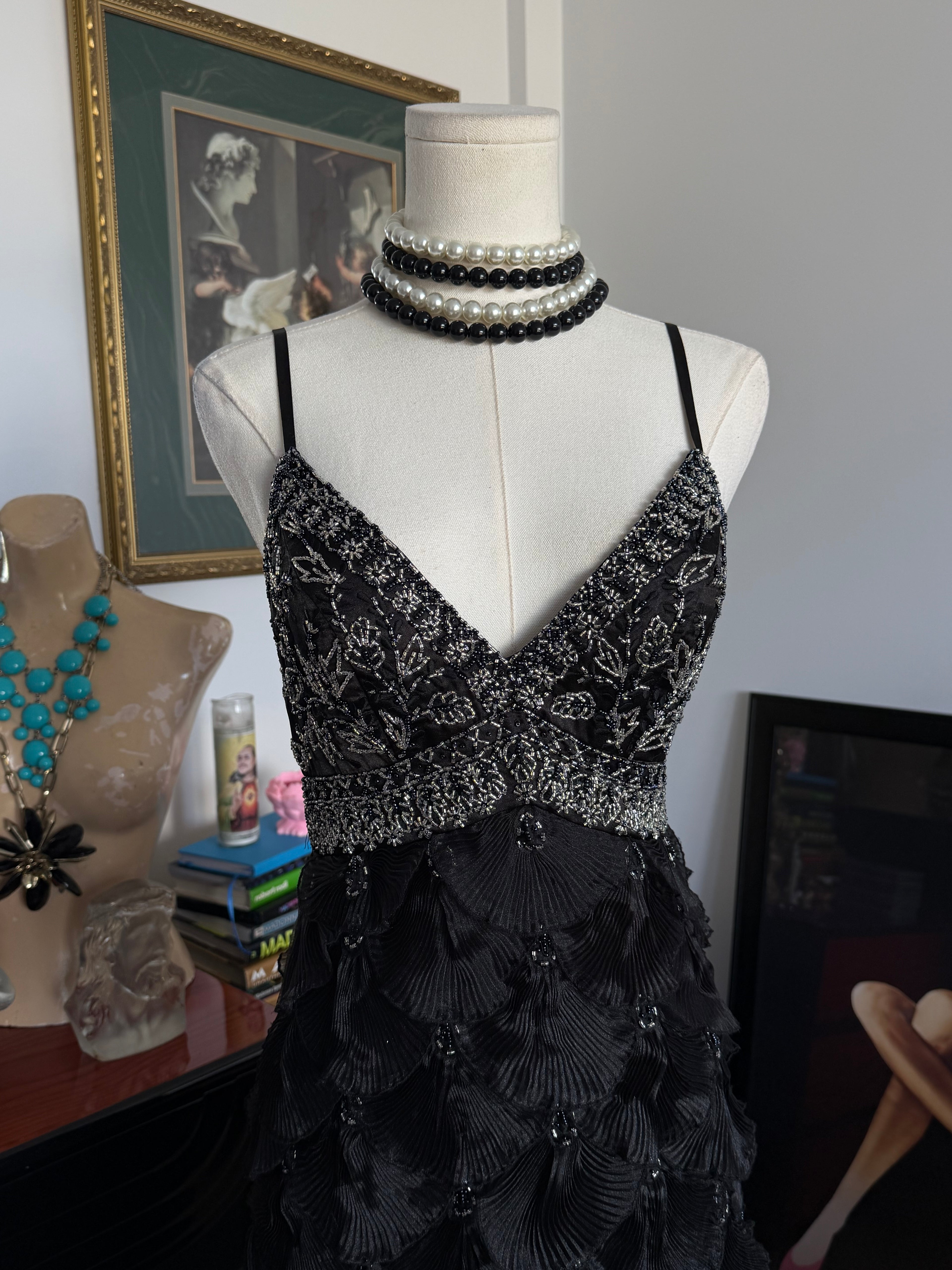 Vintage Sue Wong Black Beaded Evening Gown – Size 2