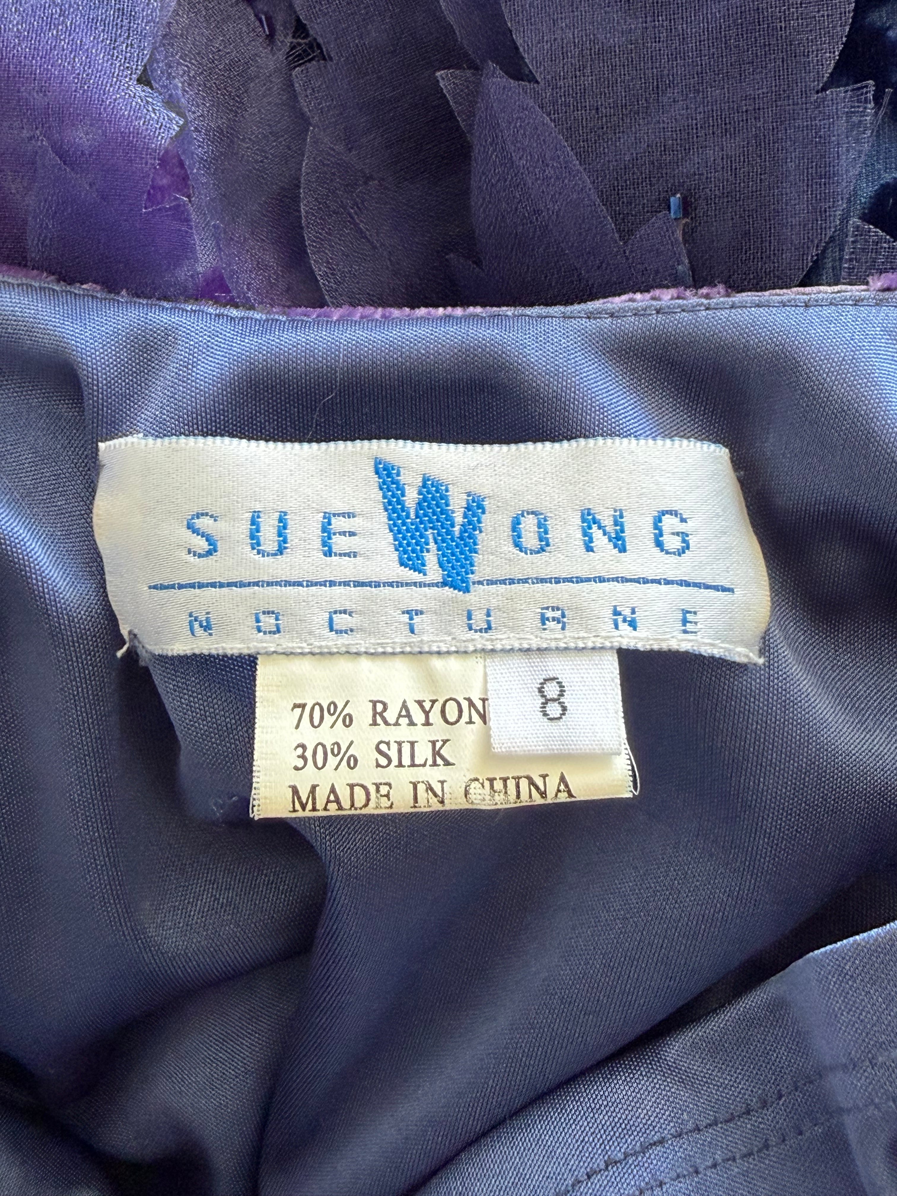 Sue Wong  Ombre Lavender & Blue 3D Leaf Dress -8