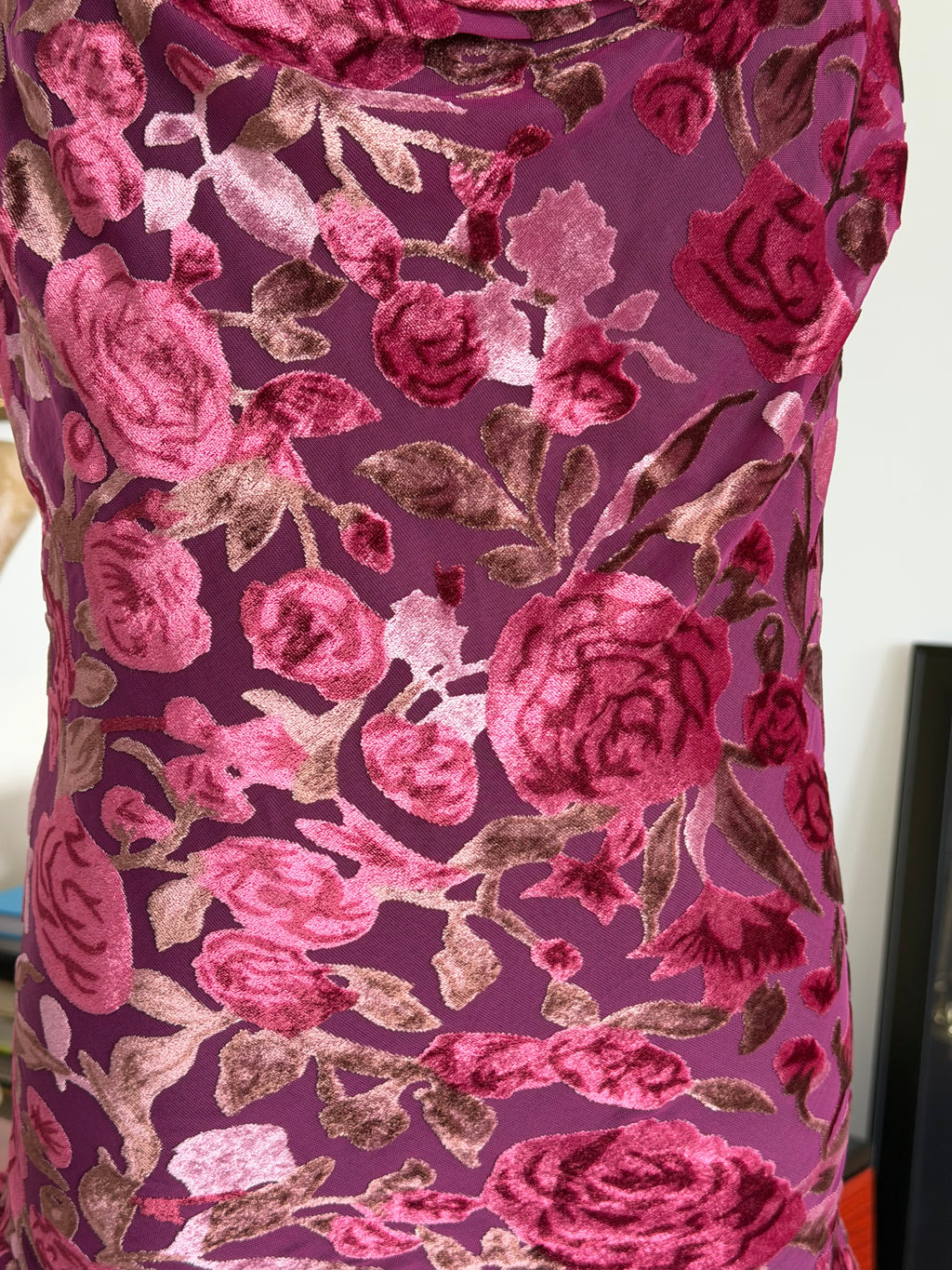Vintage Vintage Vantage Burnout Velvet Rose Dress M