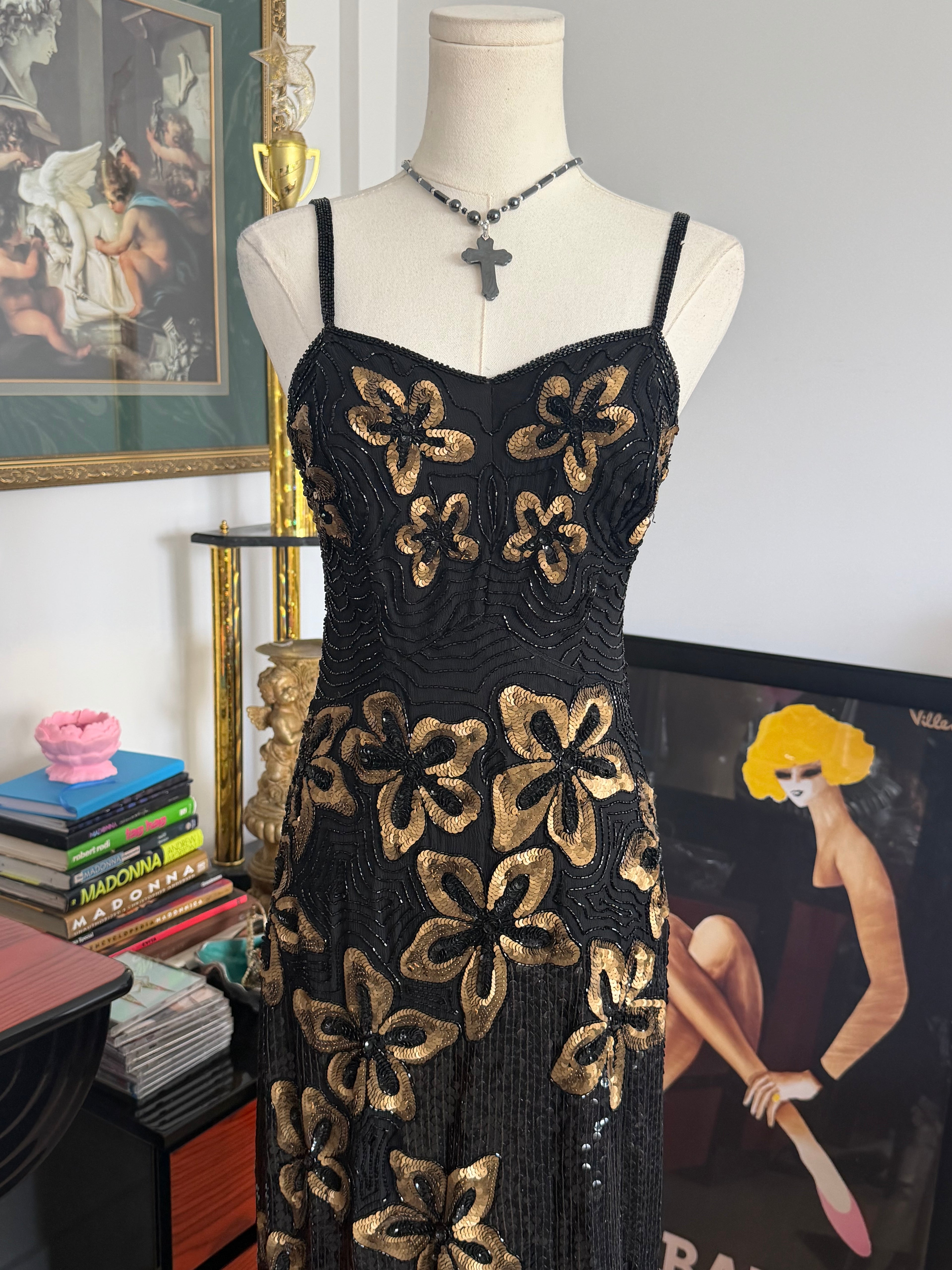 Megere Pure Silk Beaded Dress S-M