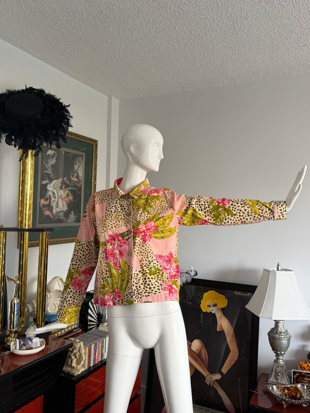 Jane Ashley Casual Lifestyle Floral Leopard Print Embellished Jacket