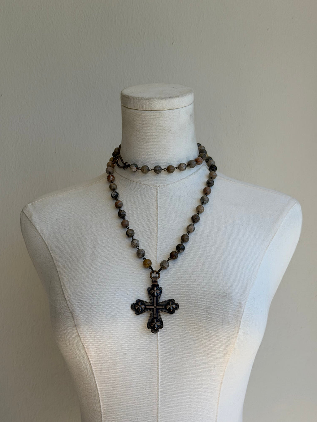 beaded cross necklace
