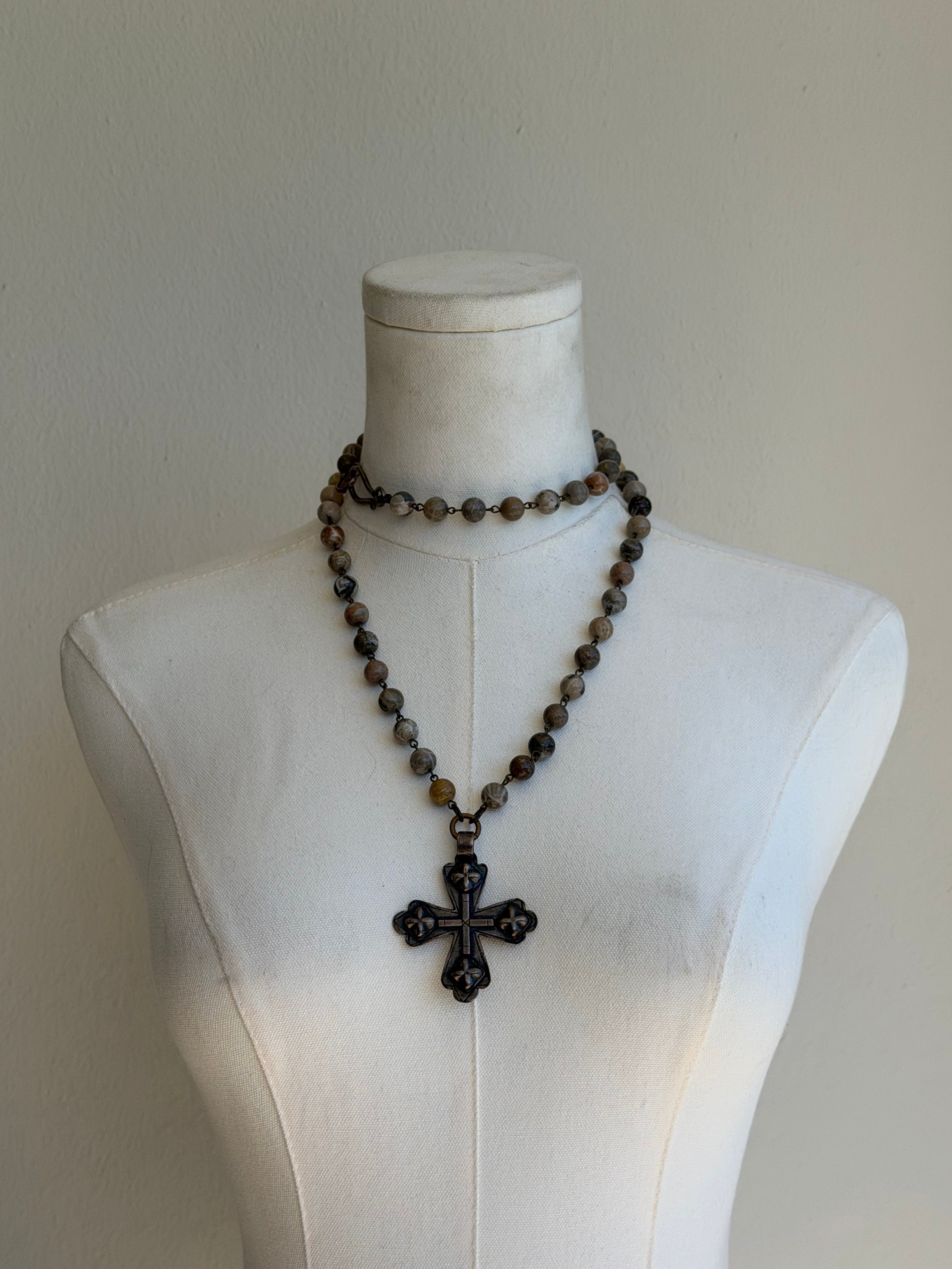 beaded cross necklace
