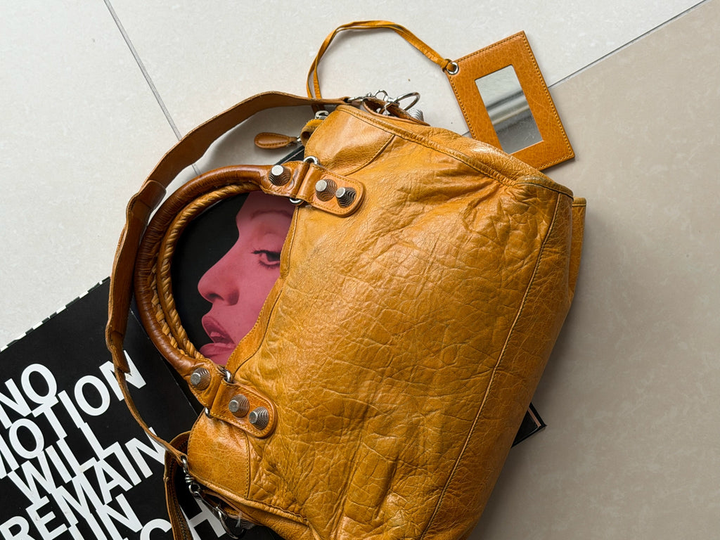 Balenciaga Classic City Bag – Saffron Mustard Yellow Giant Silver Hardware (2012 Era)