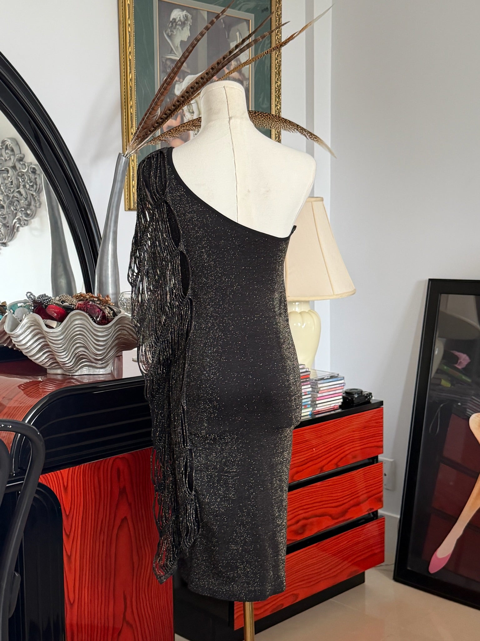 Baby one-shoulder glitter dress M-L