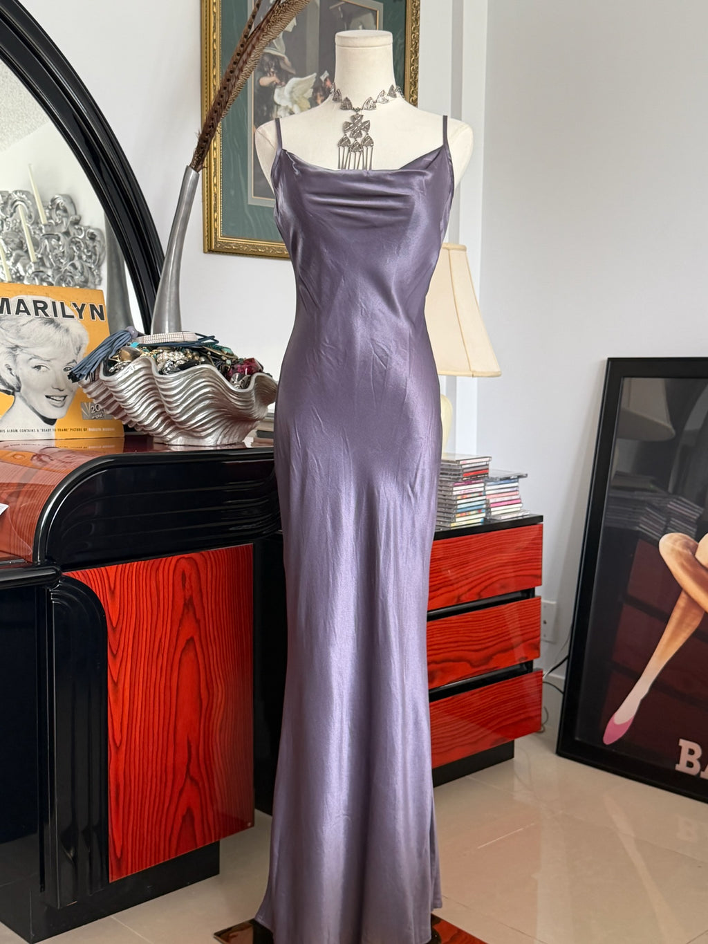 Lavender Satin Slip Dress