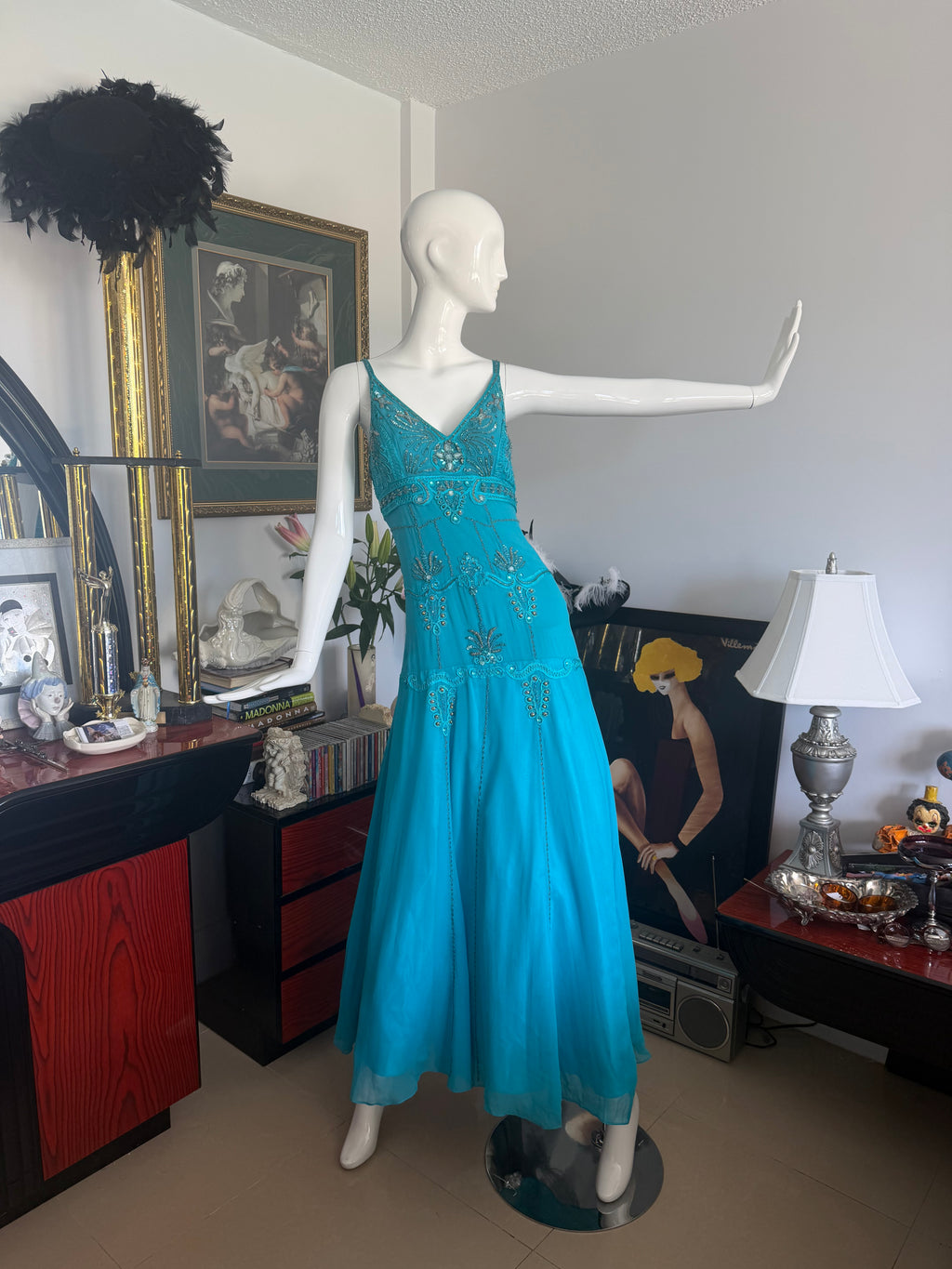 Sue Wong Nocturne Beaded Turquoise Gown size 4-6