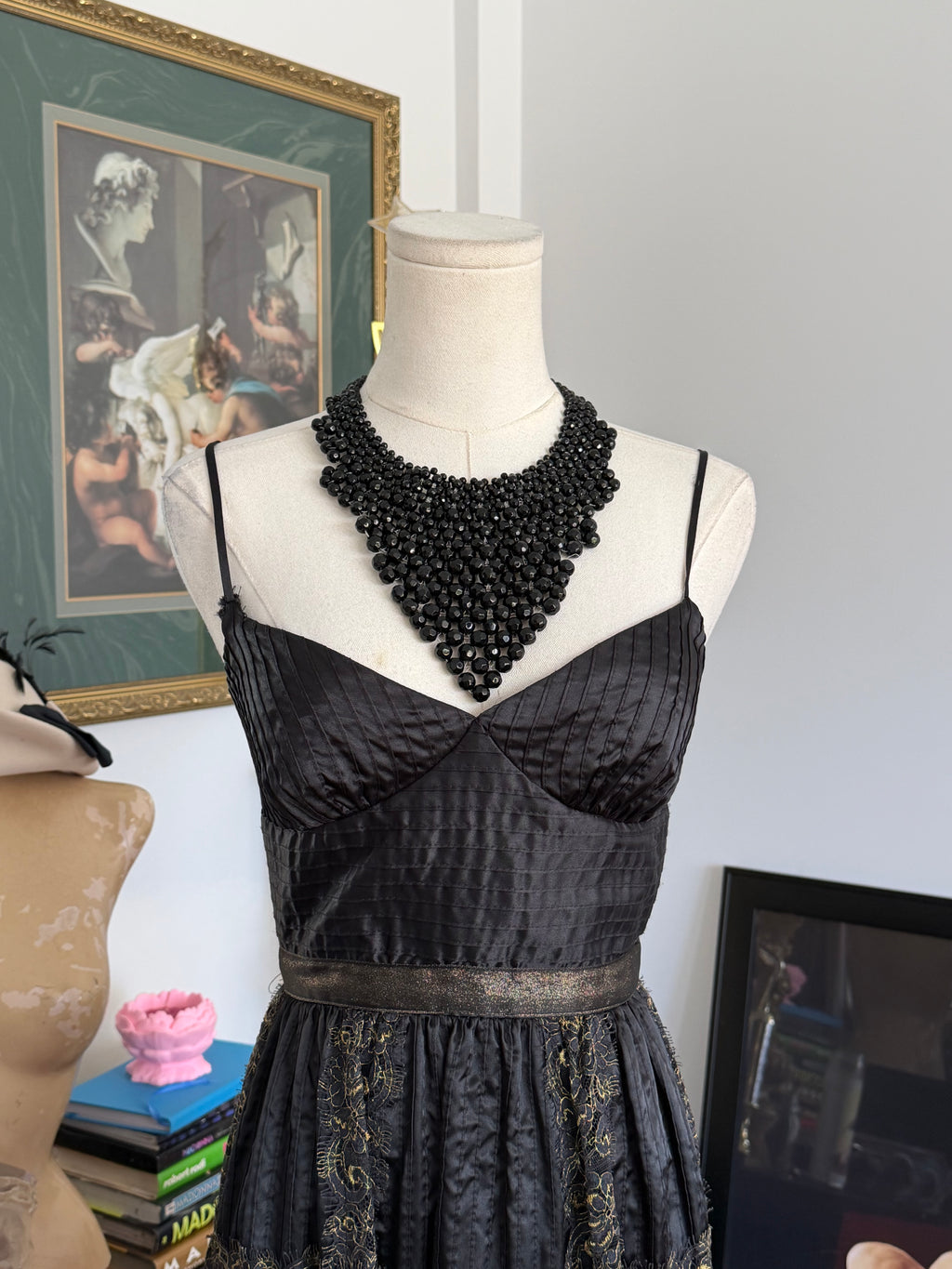 Betsey Johnson Black & Gold Party Dress xs