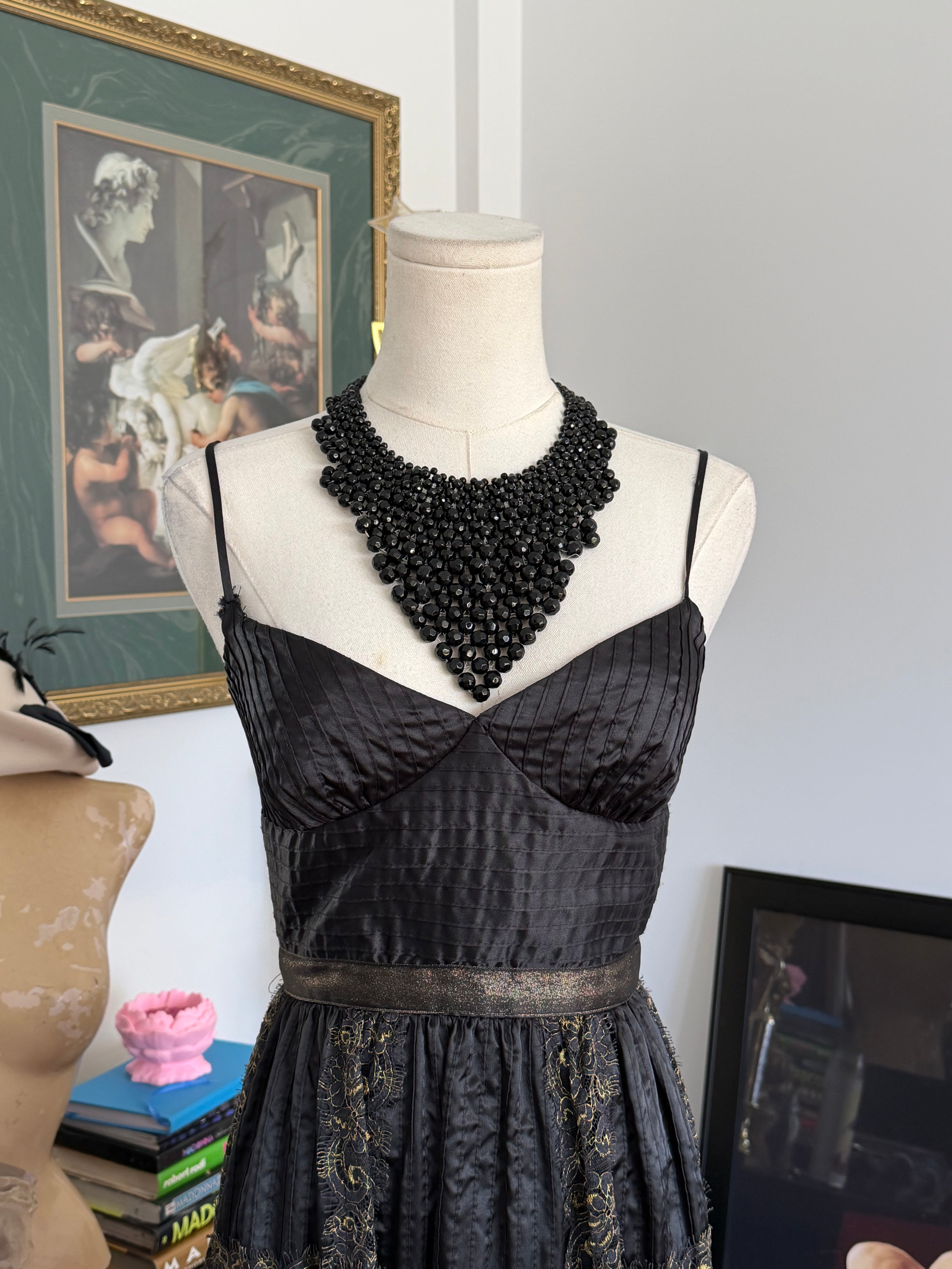 Betsey Johnson Black & Gold Party Dress xs