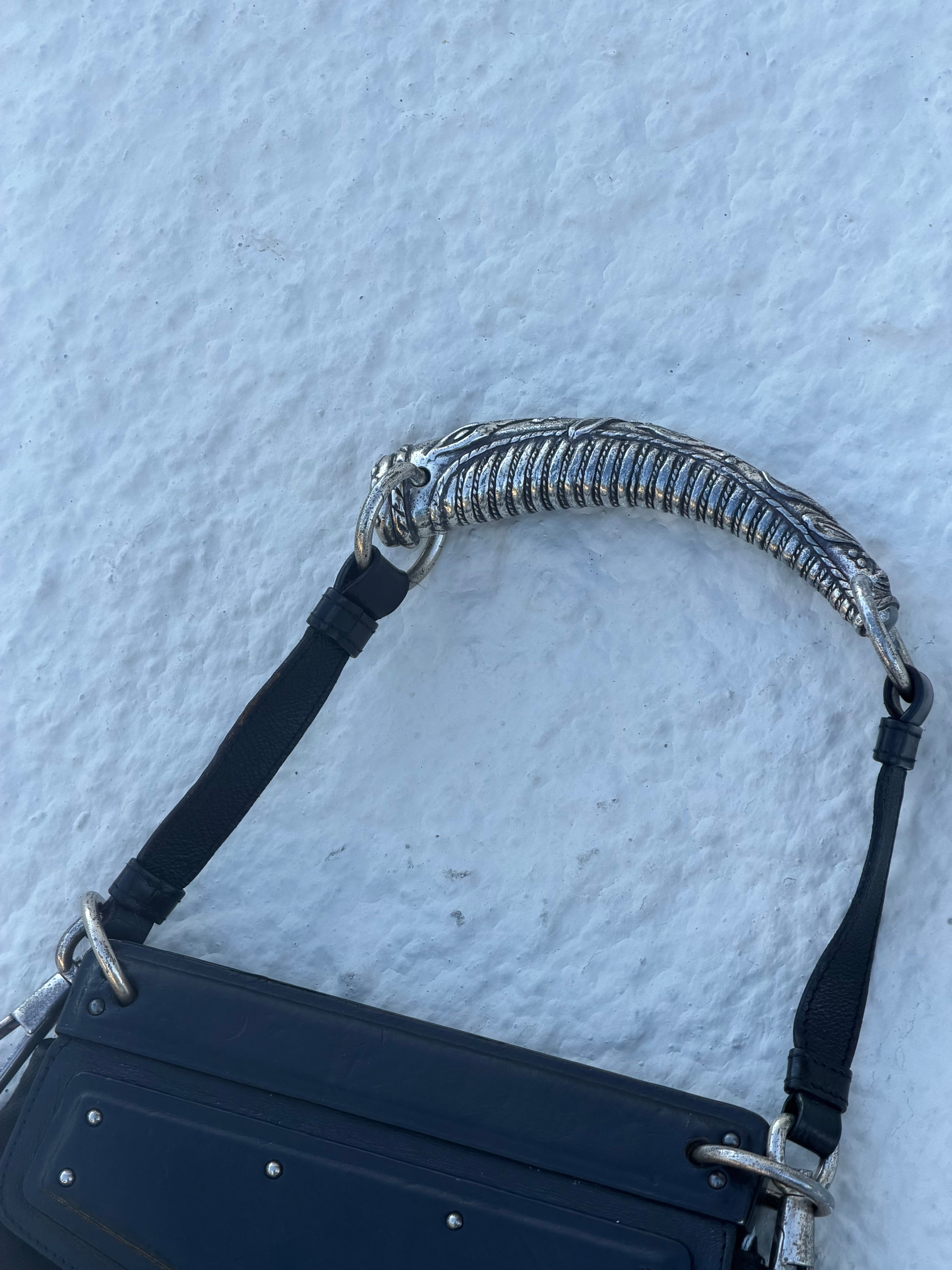 YSL  Mombasa Messenger Bag – Silver Antler Handle – Tom Ford Era (2001)