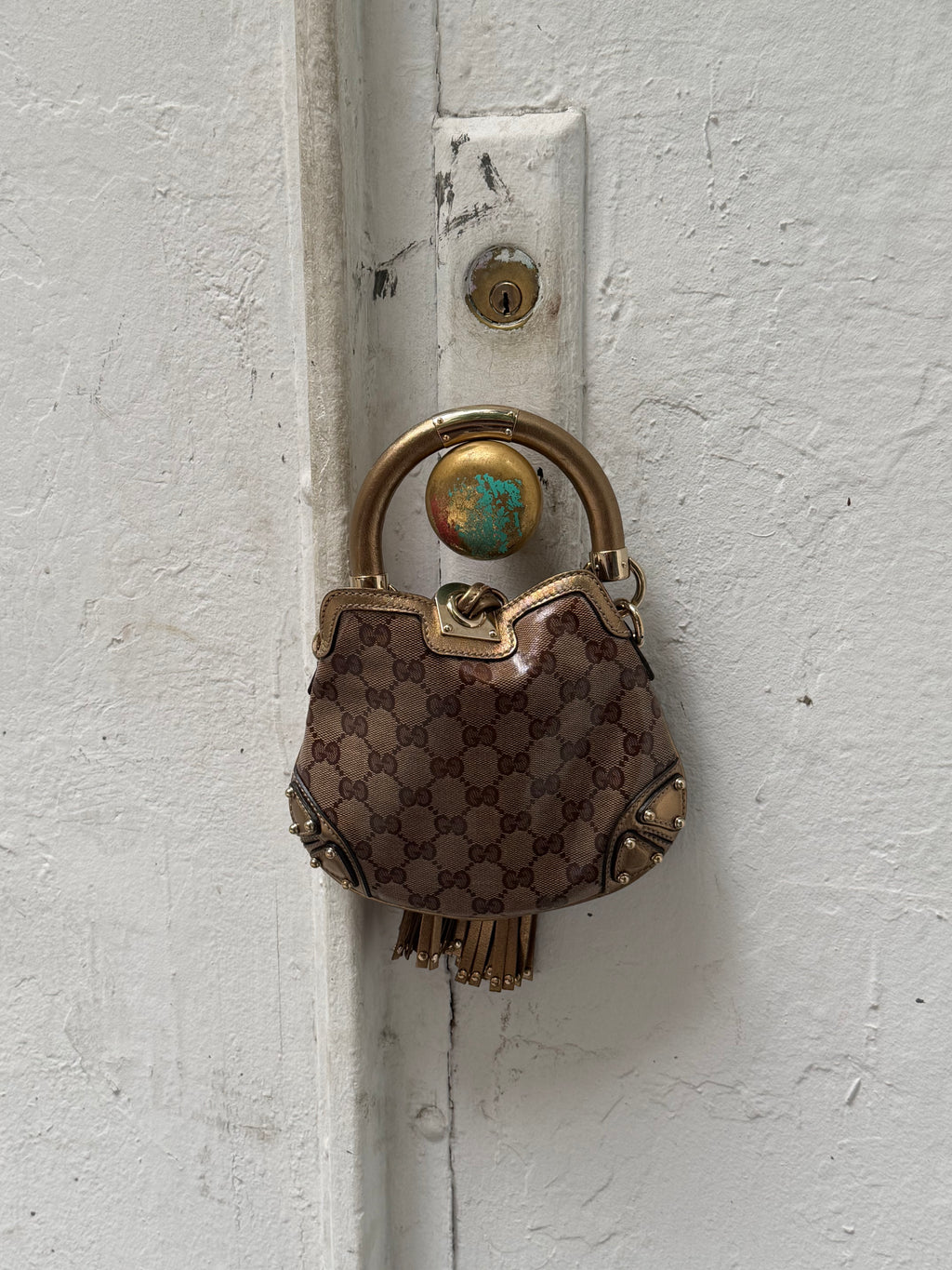 Gucci Mini Indy Metallic Bronze GG Bag 2008