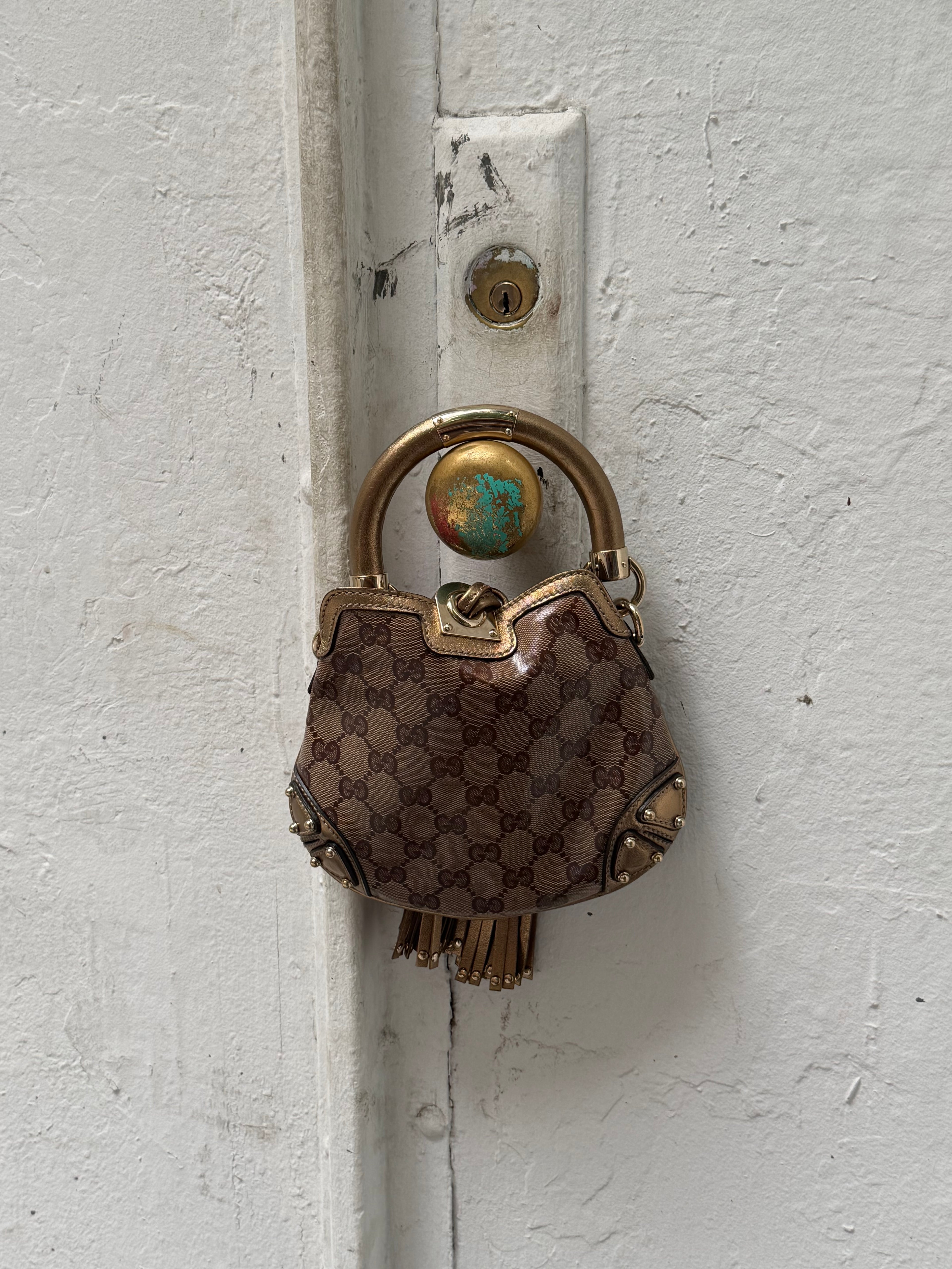 Gucci Mini Indy Metallic Bronze GG Bag 2008