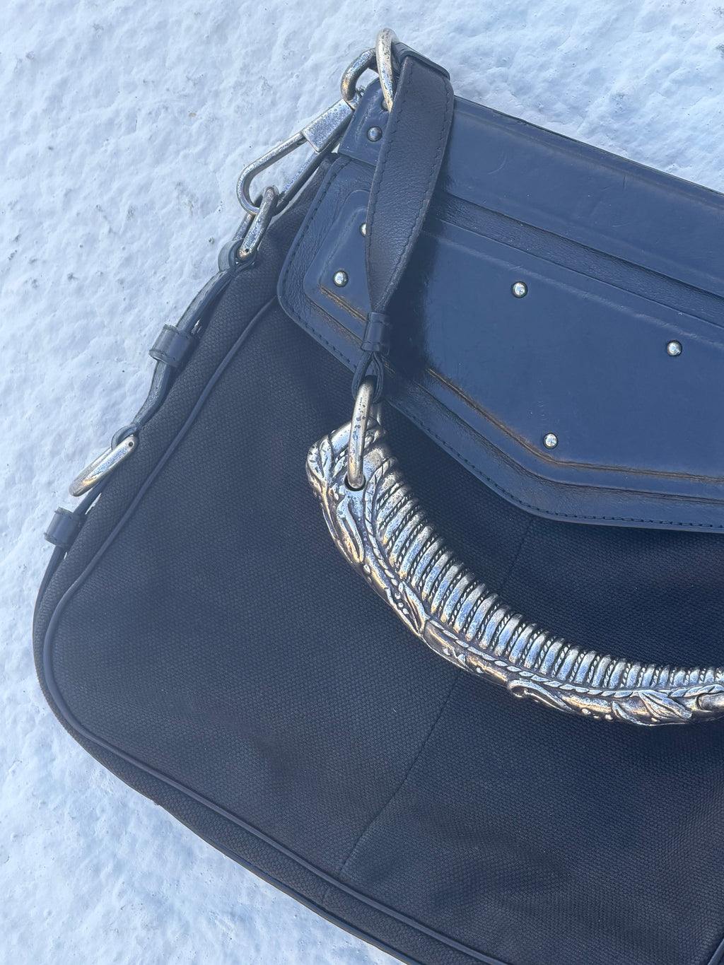 YSL  Mombasa Messenger Bag – Silver Antler Handle – Tom Ford Era (2001)