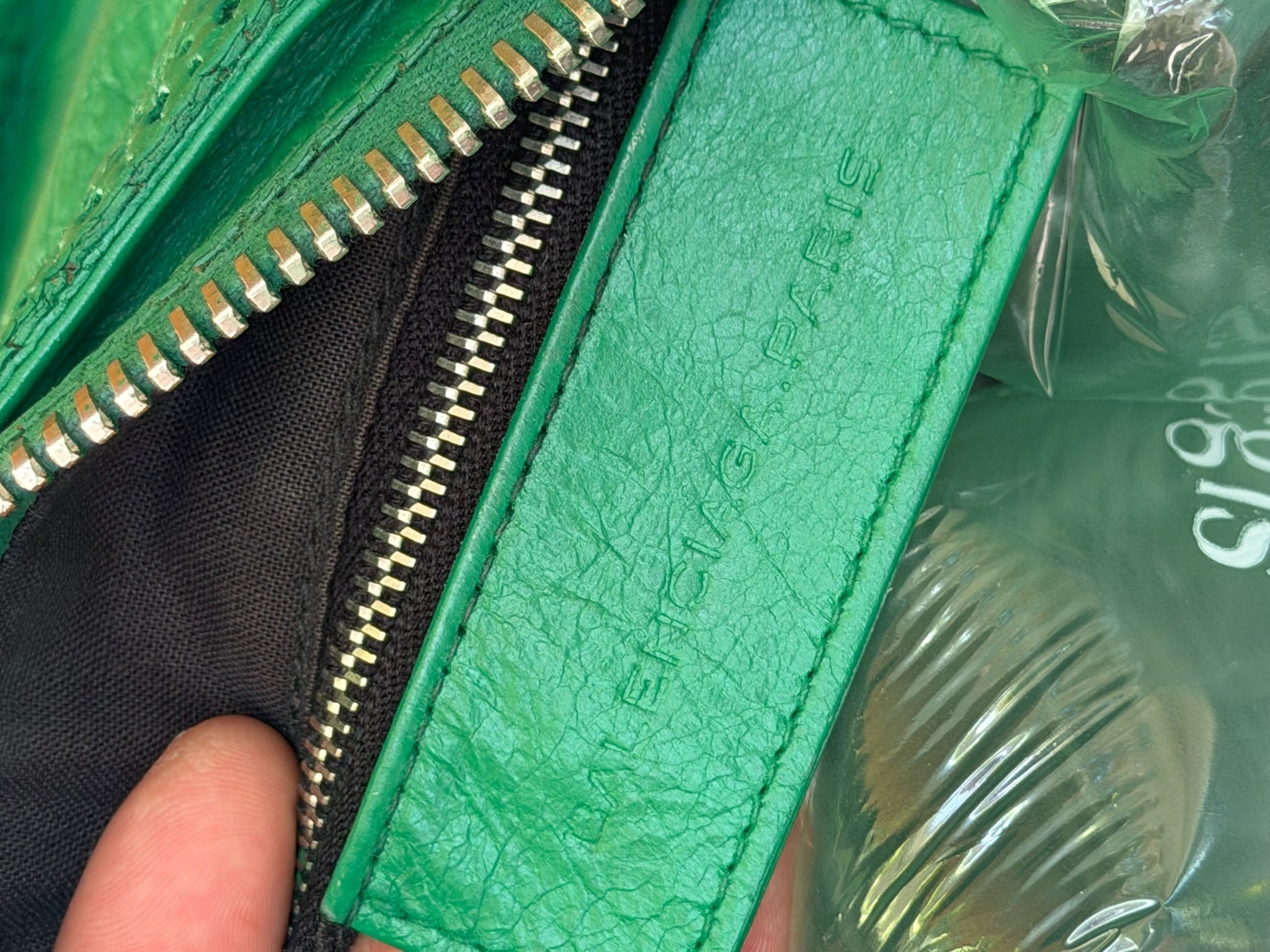 Balenciaga City Brogue Bag – Emerald Green Perforated Motorcycle Leather (2010s)