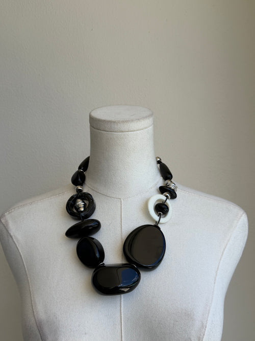 Abstract Black & Silver Statement Necklace