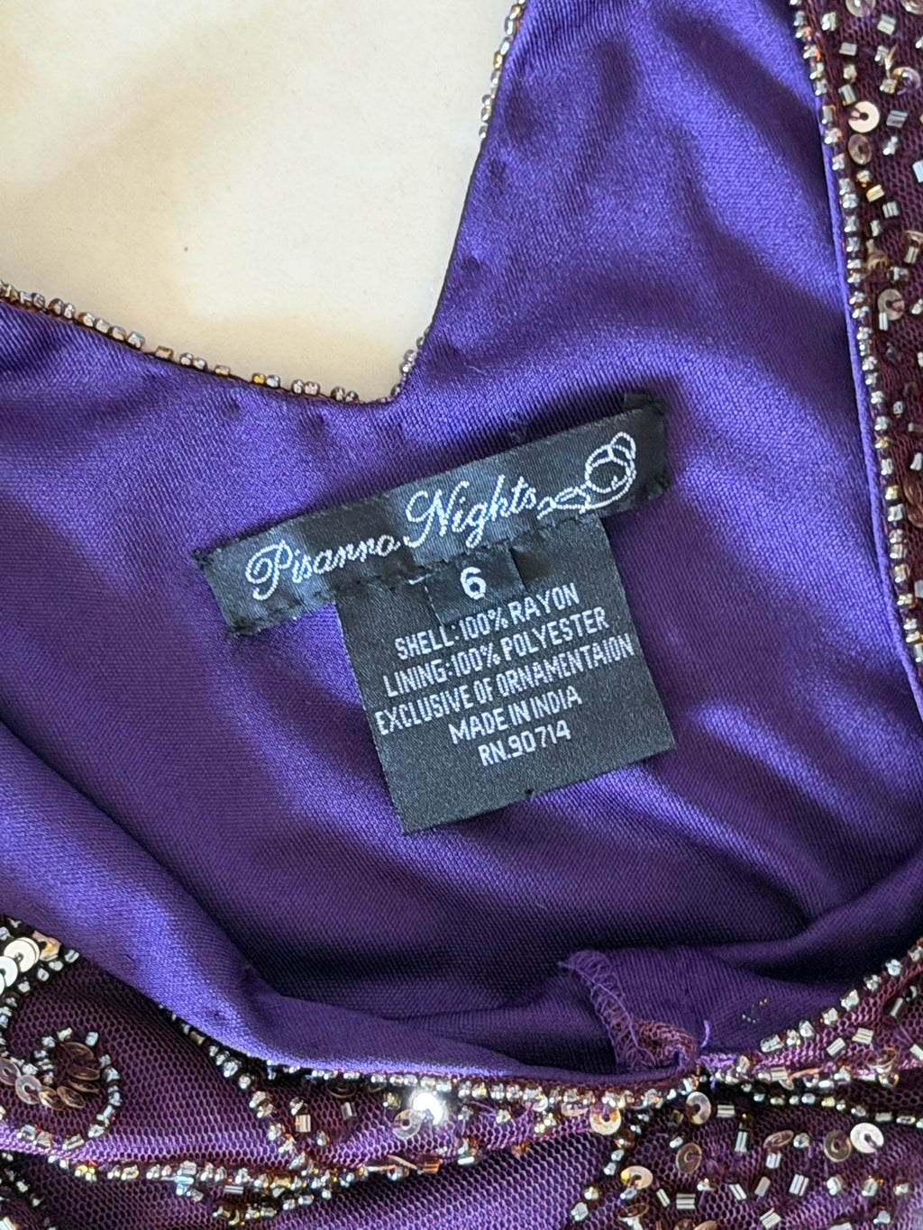 Pisarro Nights Hand-Beaded Plum Art Deco Evening Gown