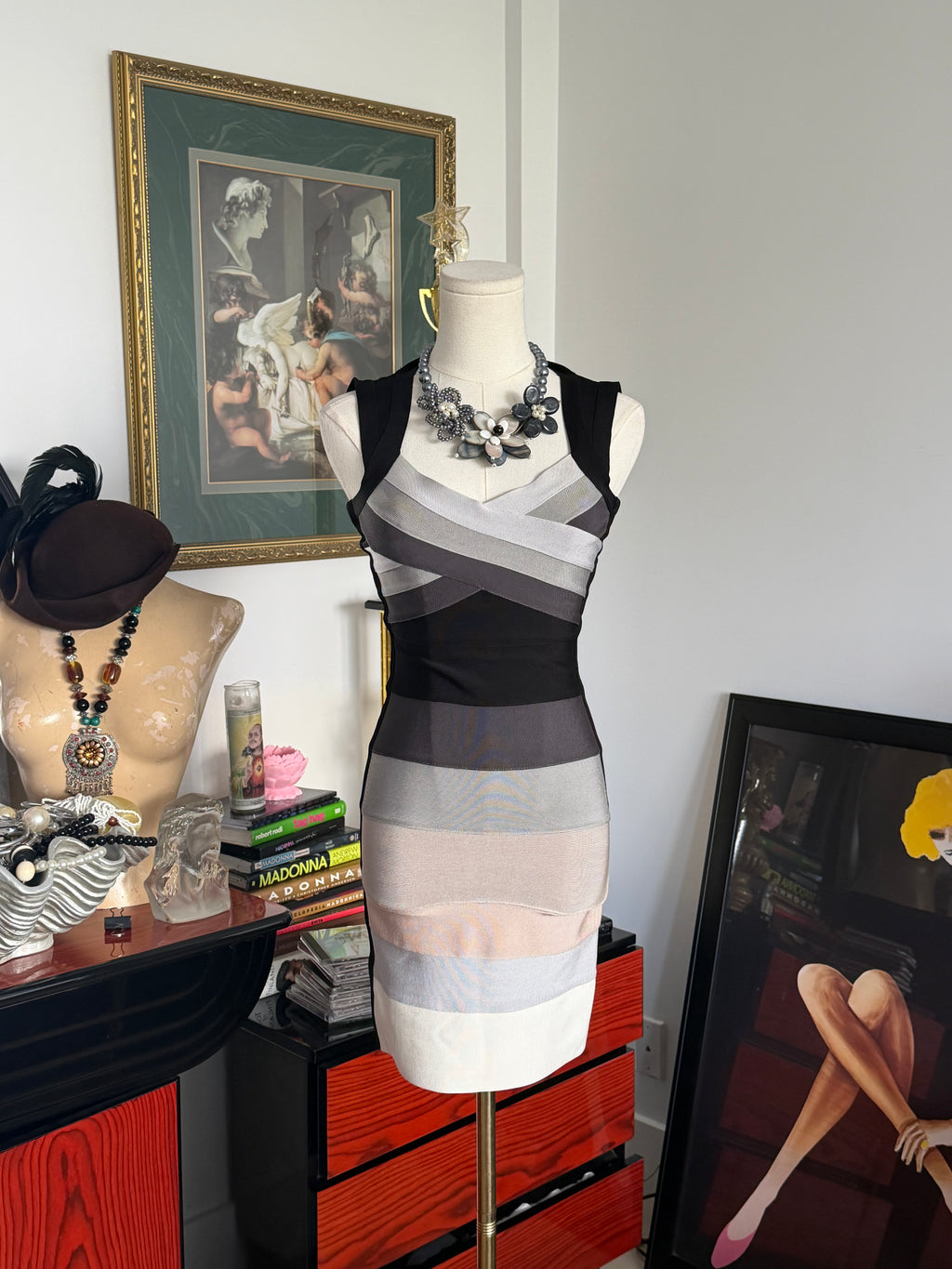 Y2K Bondage Illusion Colorblock Bodycon Dress – XS
