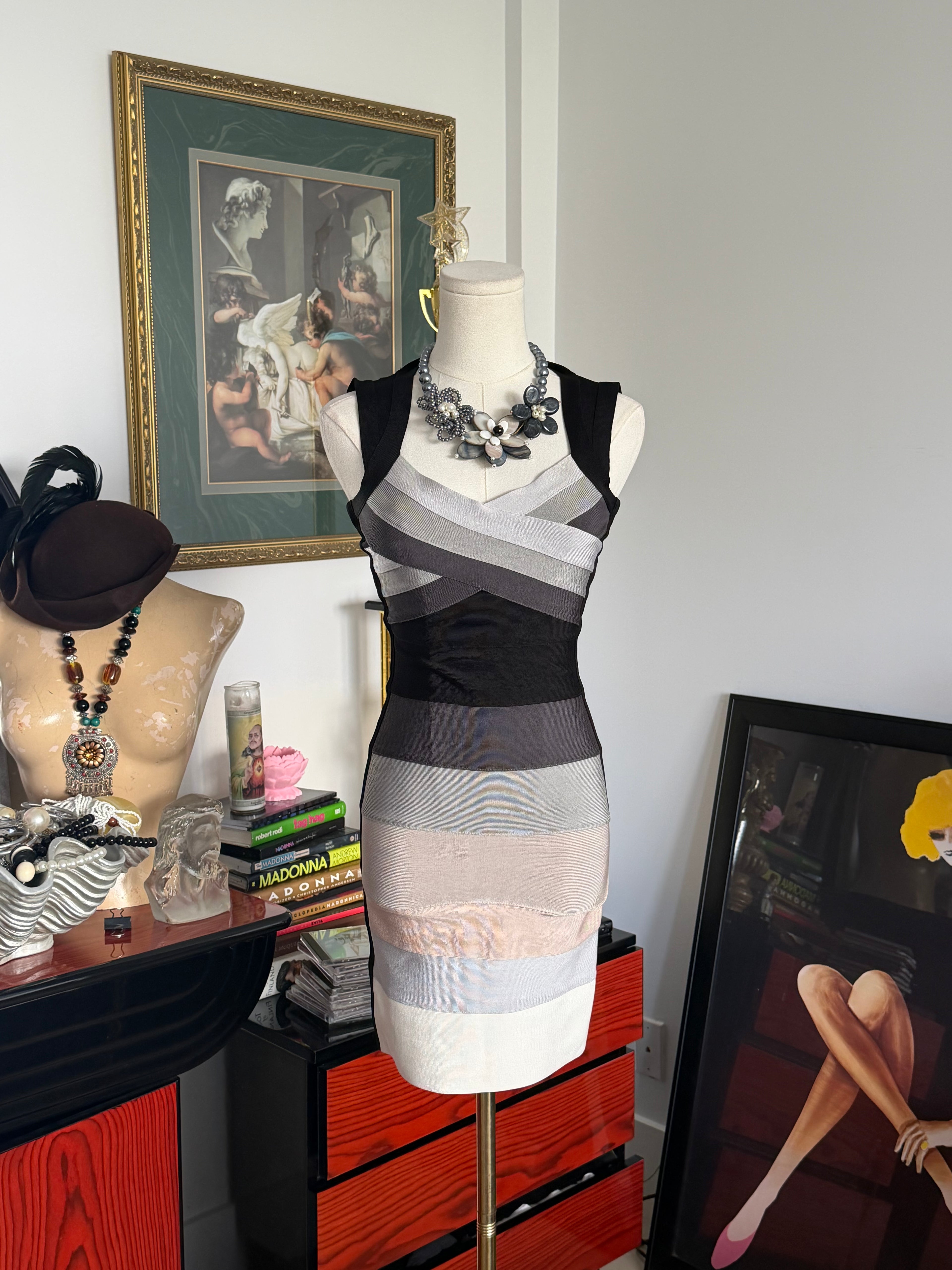 Y2K Bondage Illusion Colorblock Bodycon Dress – XS