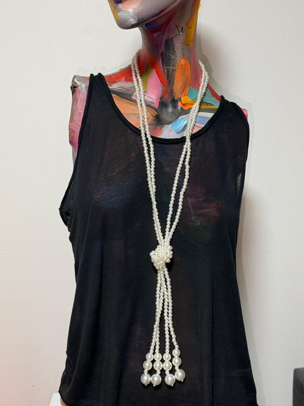Vintage Opera Pearl Lariat Necklace
