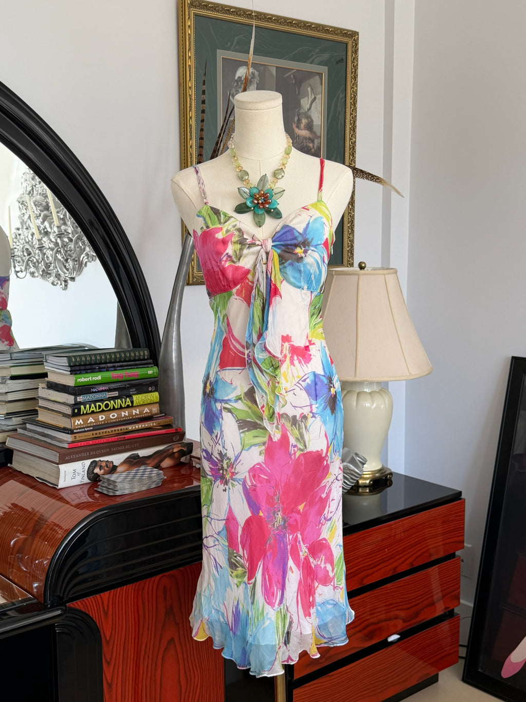 Silk Watercolor Floral Midi Dress
