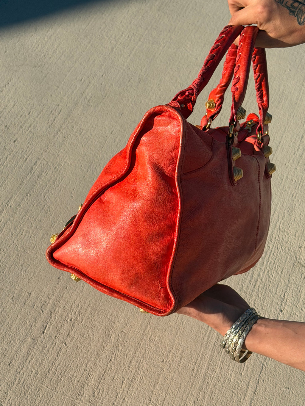 Balenciaga Work Bag (2006) — Faded Rouge Leather, Antique Brass Hardware