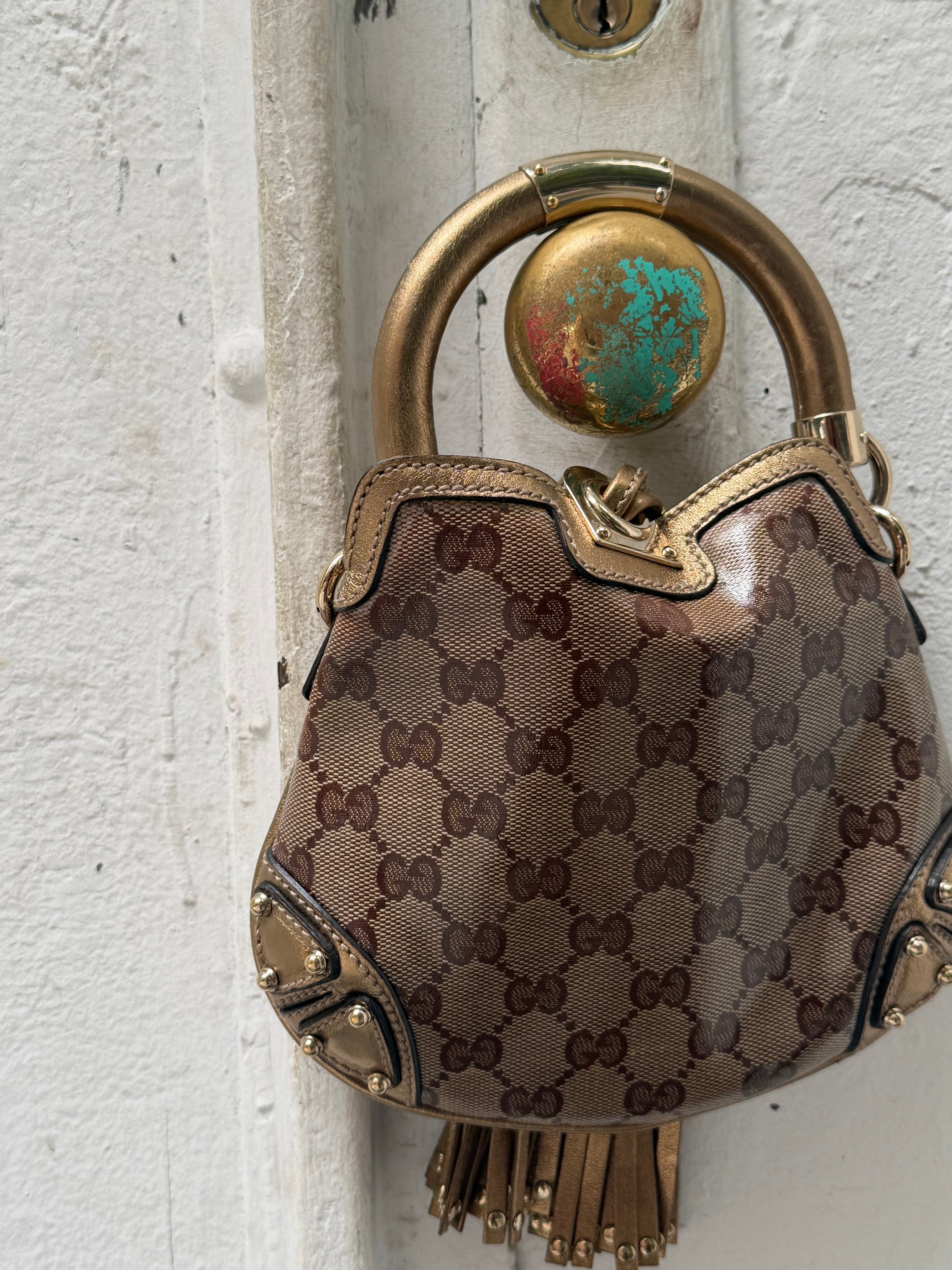 Gucci Mini Indy Metallic Bronze GG Bag 2008