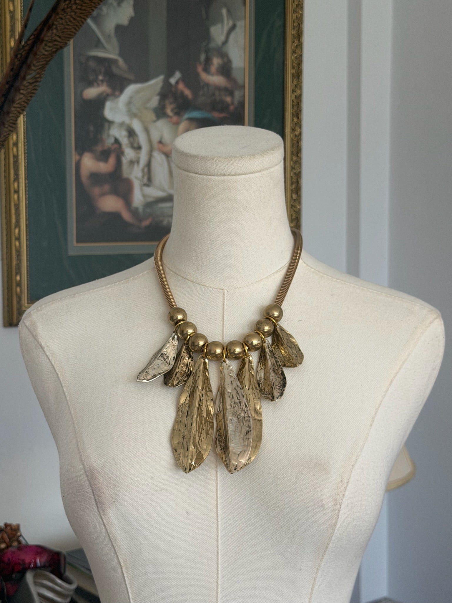 Gold Leaf Statement Necklace